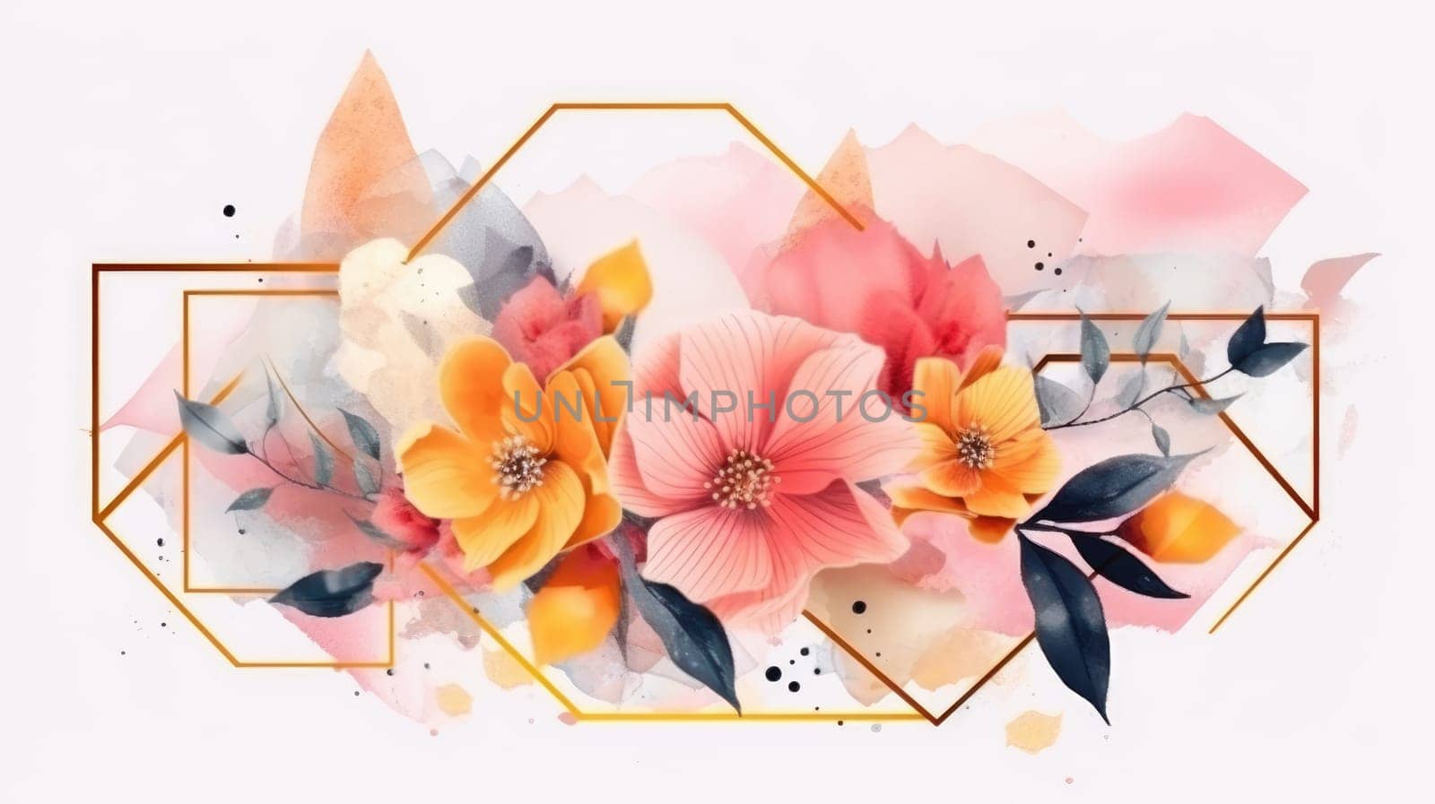 Watercolor abstract design for background of wedding or buzzy social media banner generative AI