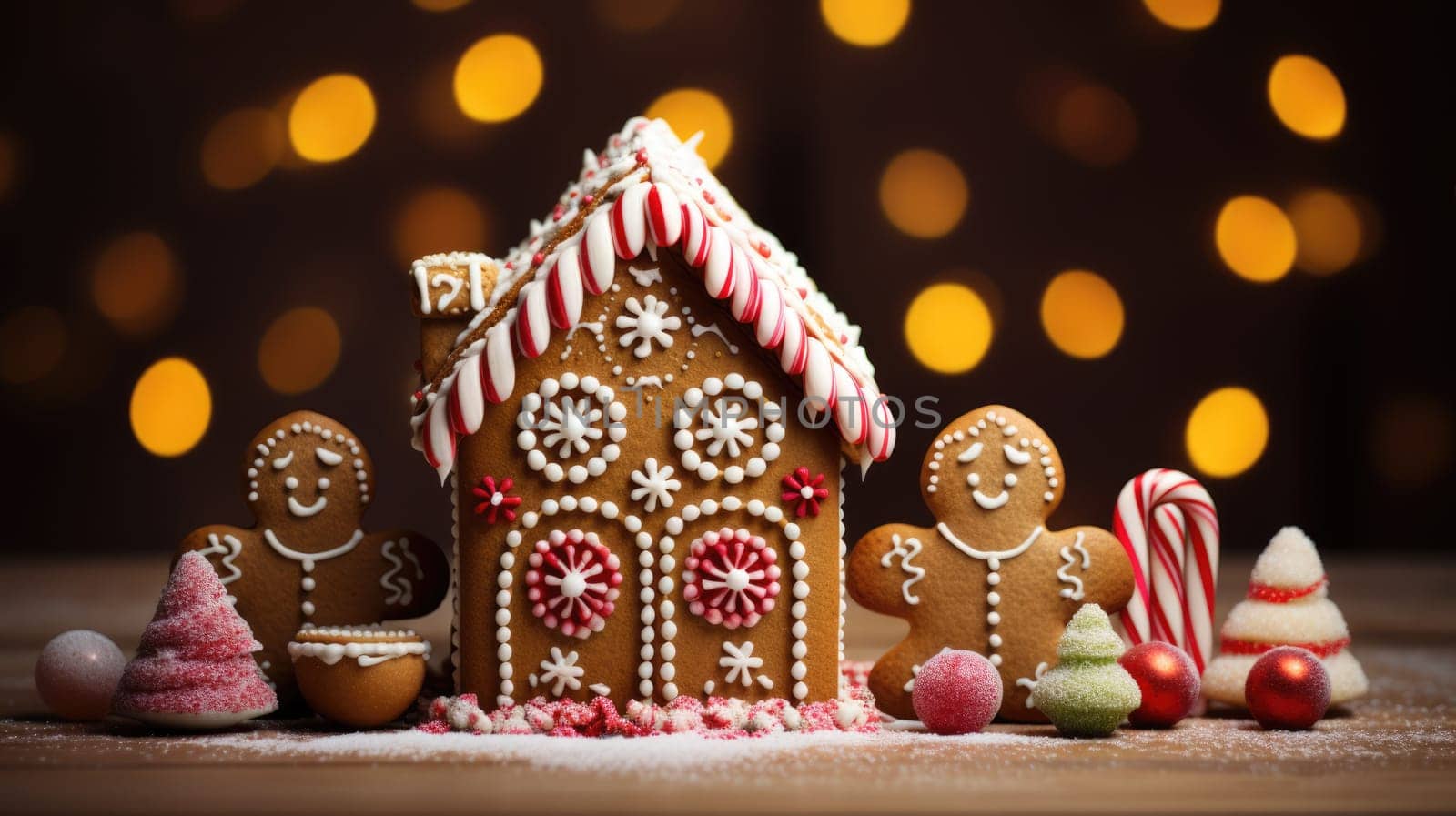 gingerbread house with christmas decoration xmas holiday sweets, ai