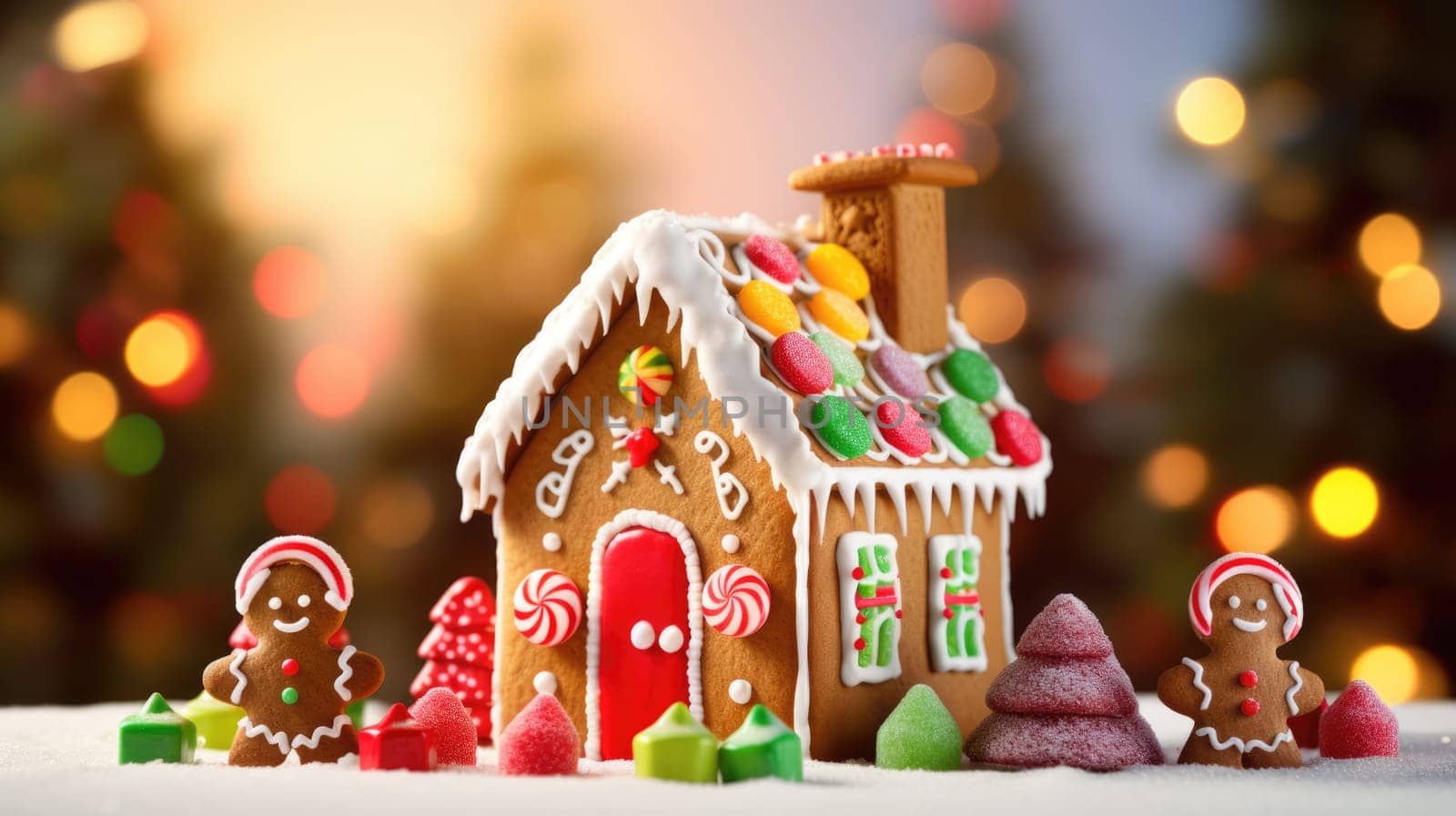 gingerbread house with christmas decoration xmas holiday sweets, ai