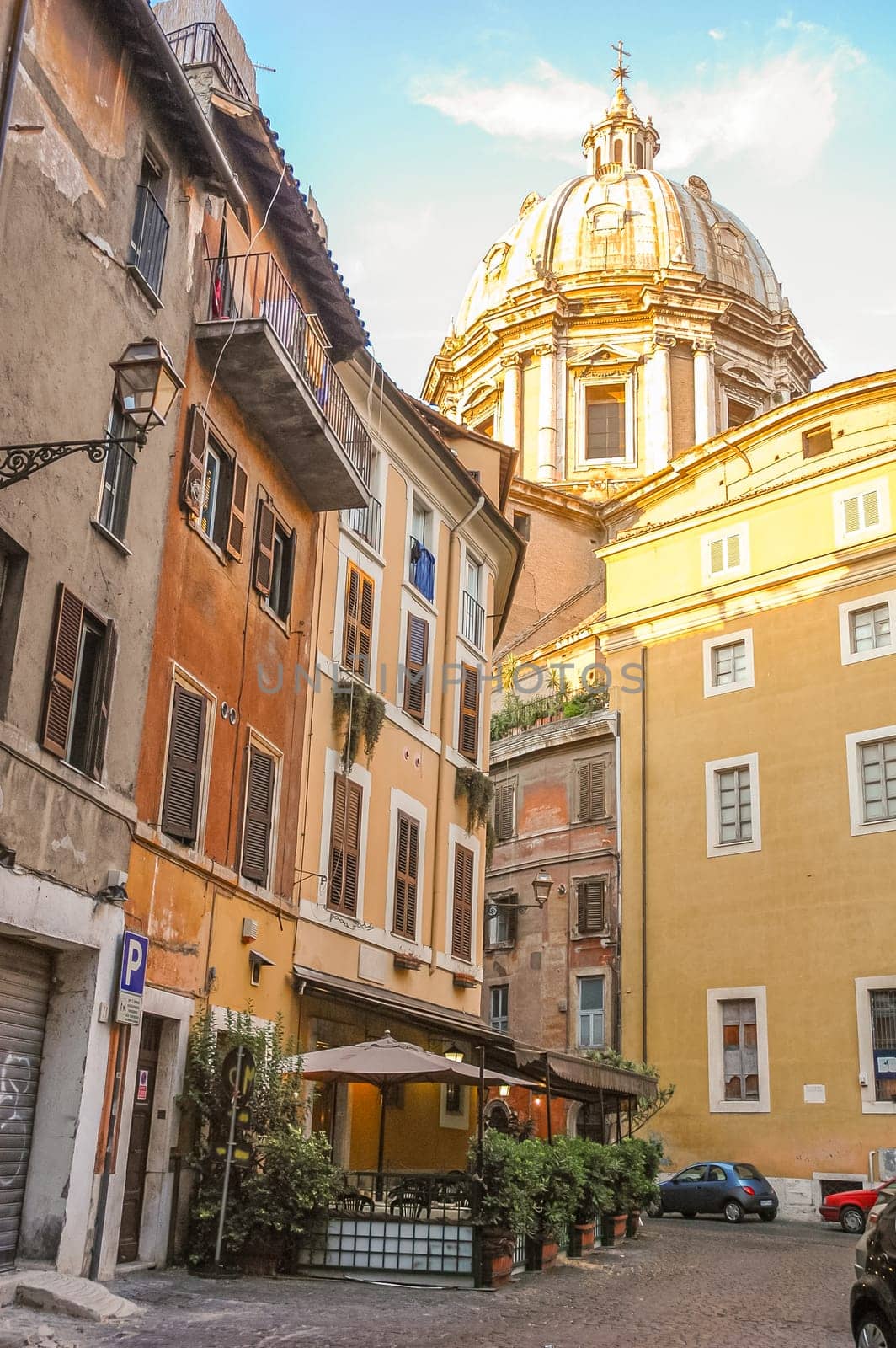 Saint Andrew from the Valley at sunset, Rome. Vertical shot