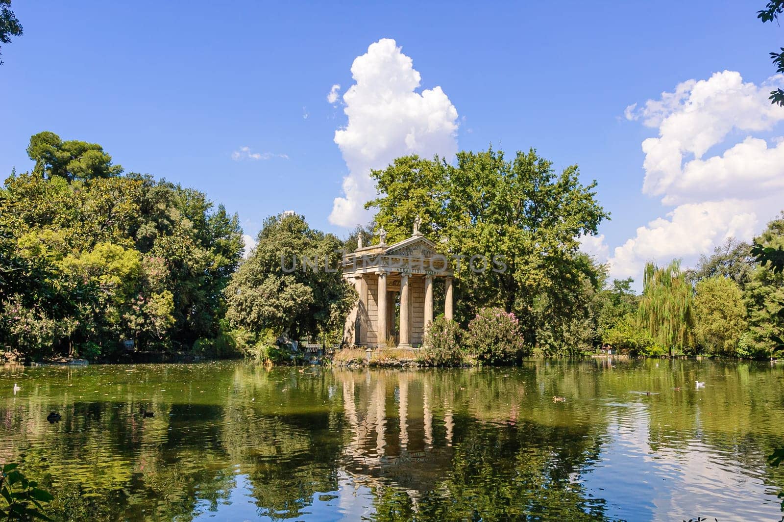 Temple of Aesculapius on the lake of Villa Borghese, Rome by ivanmoreno