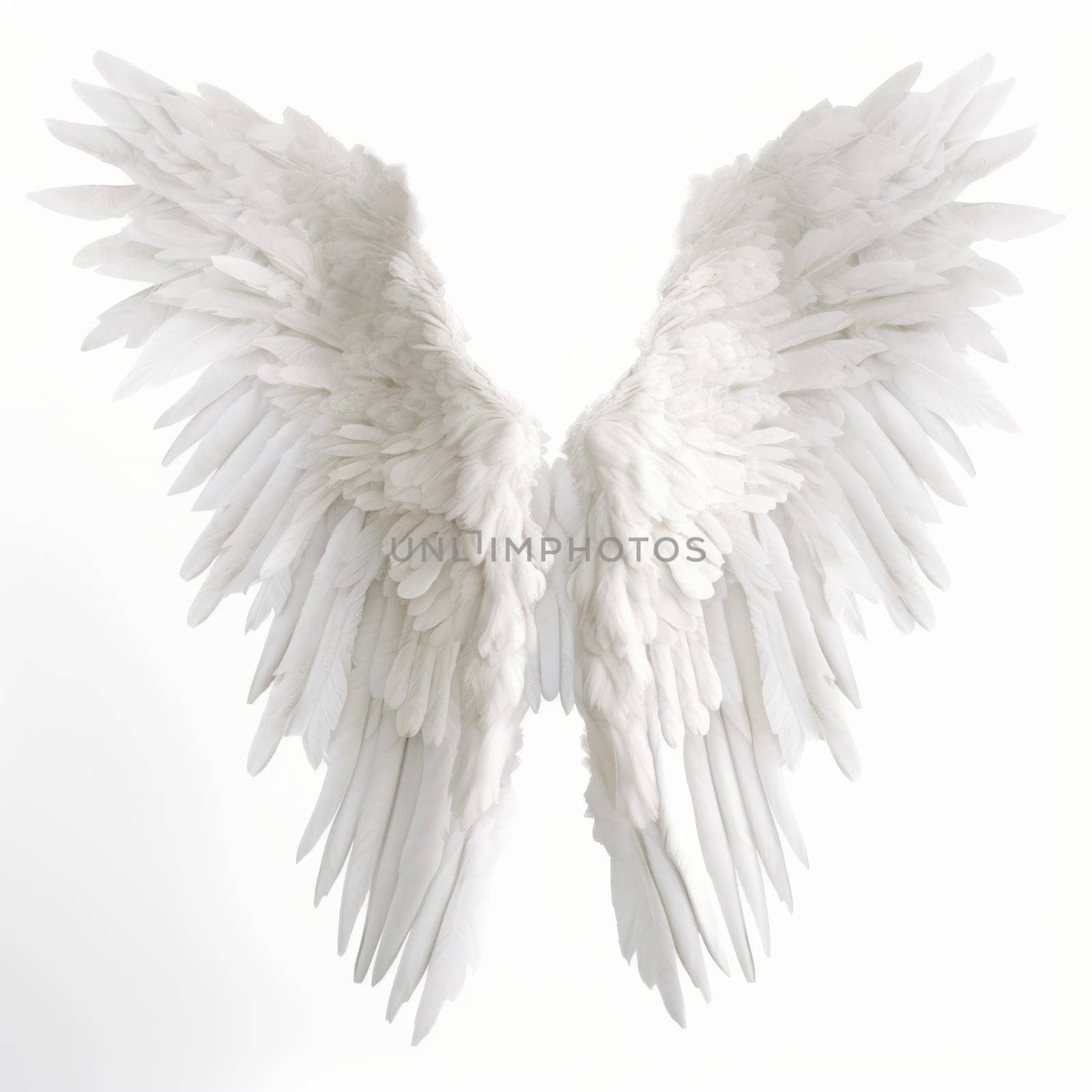 Symbolic white feathered wings isolated on white by Sorapop