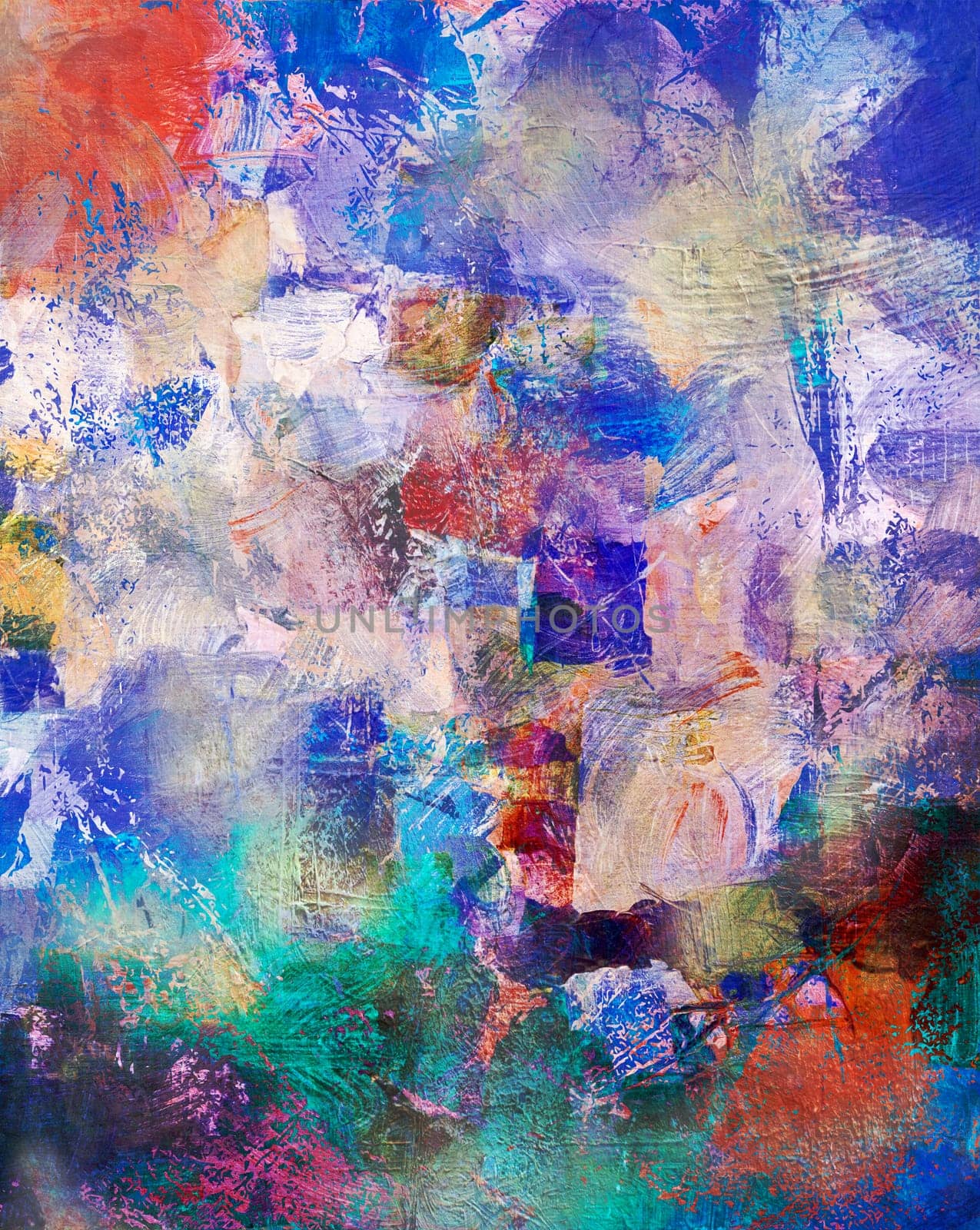 Mixed media collage on canvas structure - abstract background