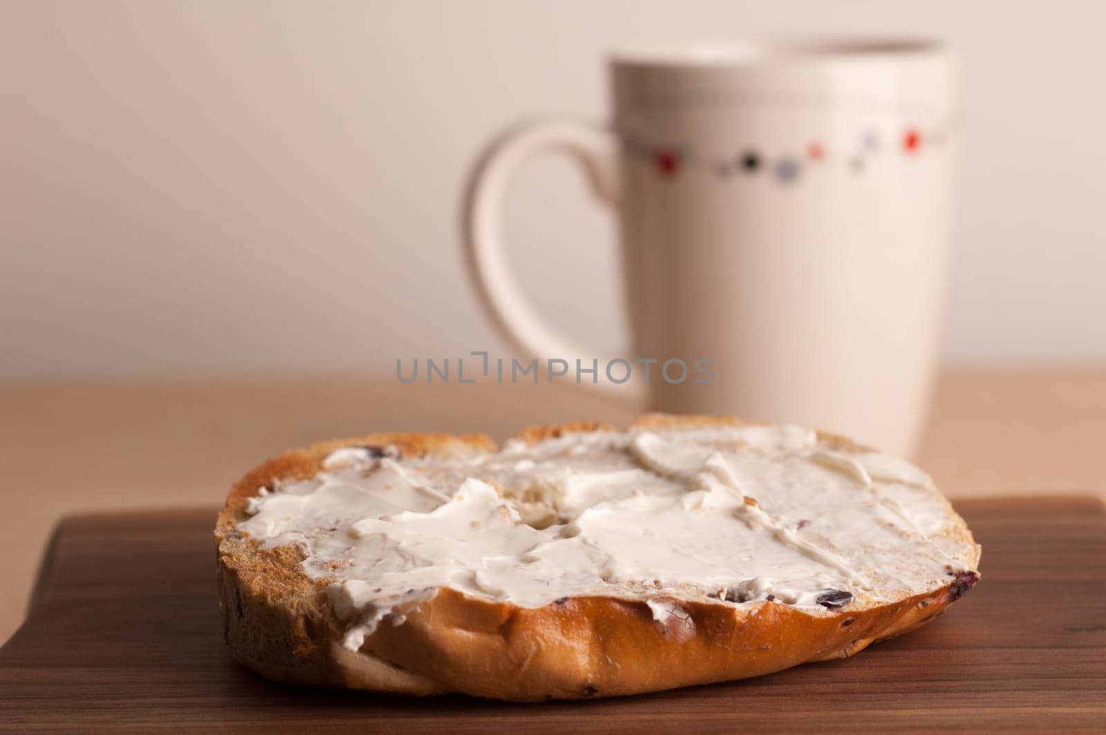 Coffee and Bagels with Cream Cheese.