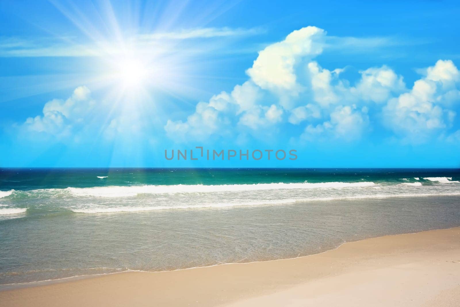 Gorgeous sandy tropical beach in sunny day