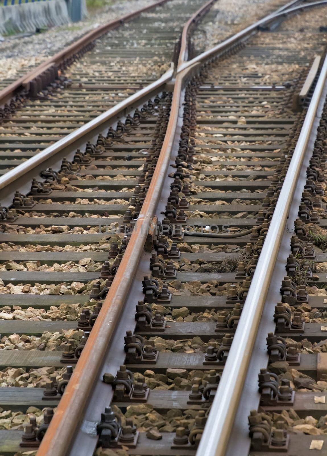 Closeup of rail-way crossings, Asturias Spain