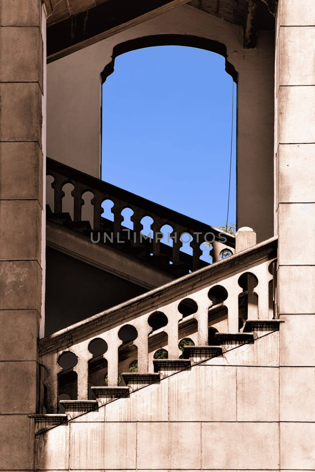 tower stairs in moorish style architecture kuala lumpur malaysia
