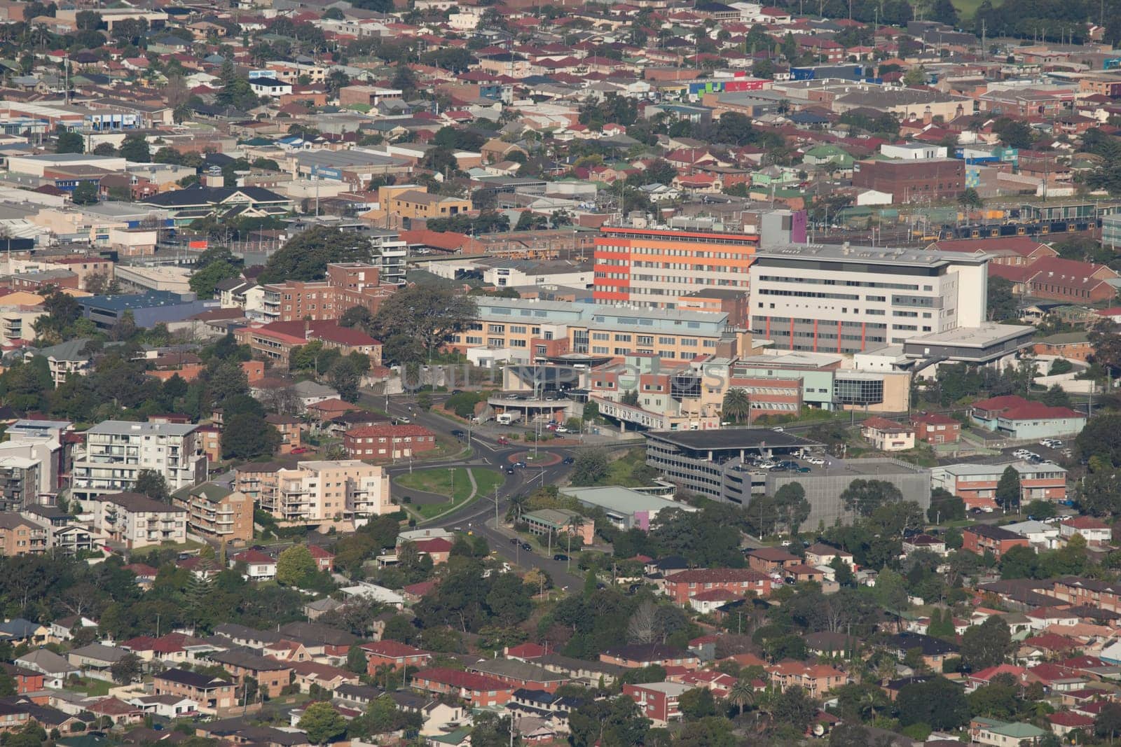 looking down onto wollongong city and suburbs