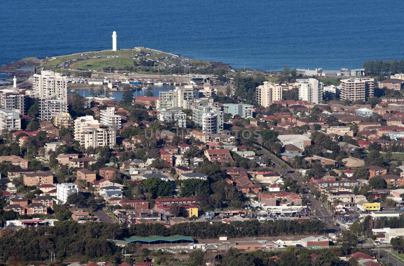 looking down onto wollongong city and suburbs