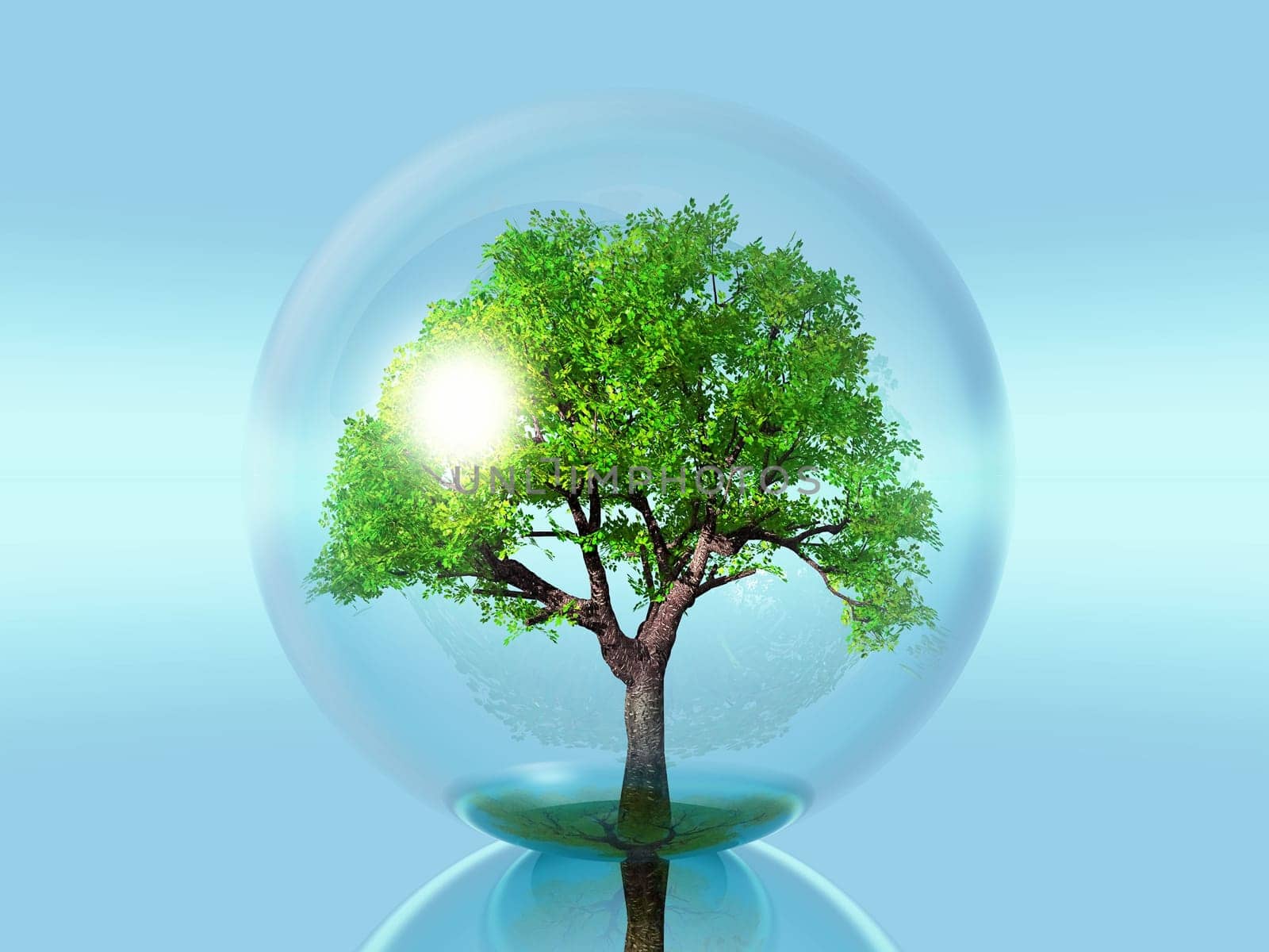 green tree in a bubble