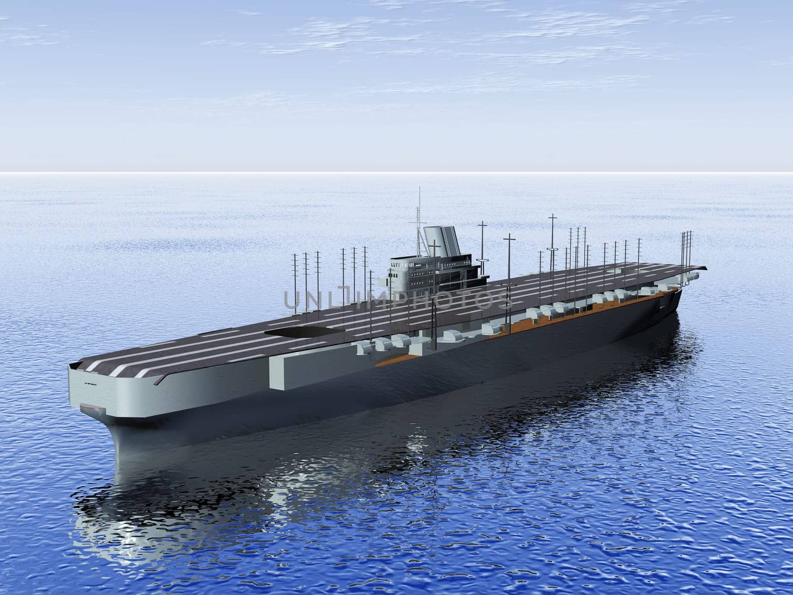 the aircraft carrier on the sea