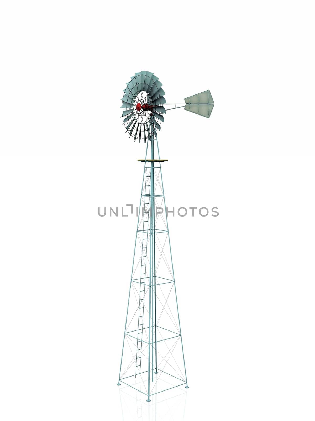 water windmill on a white background