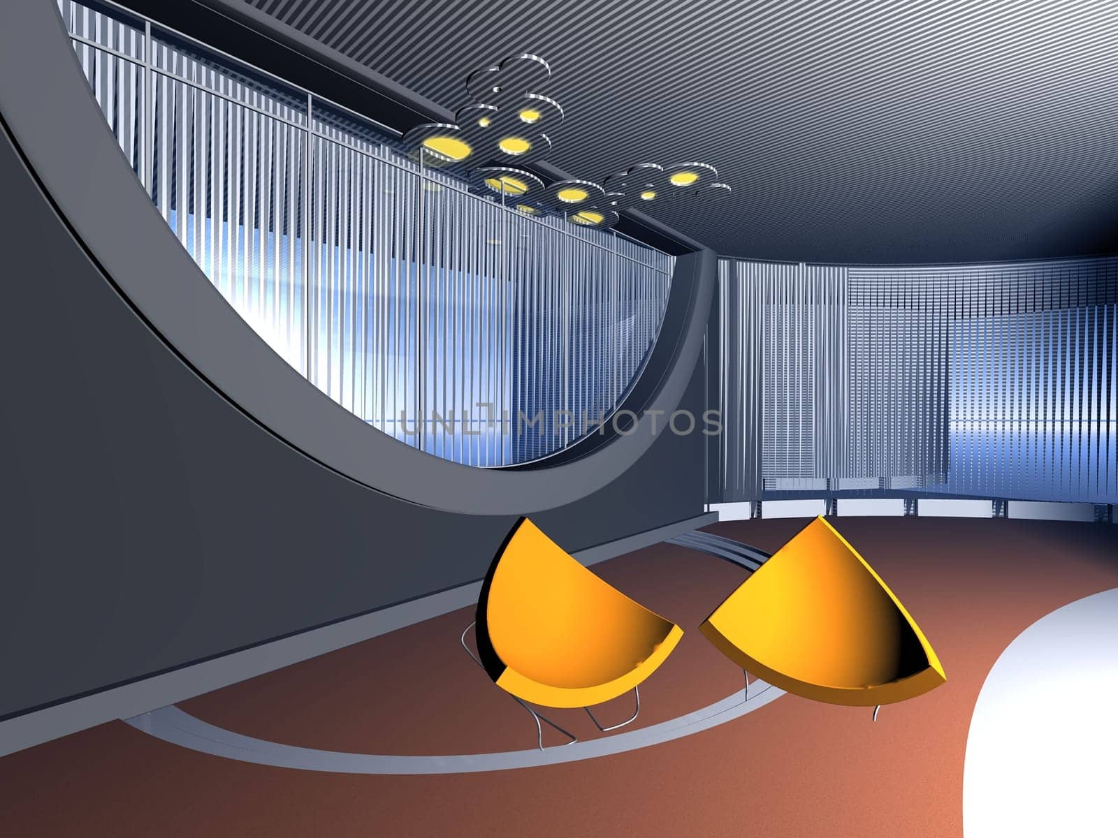 inside home with orange chairs