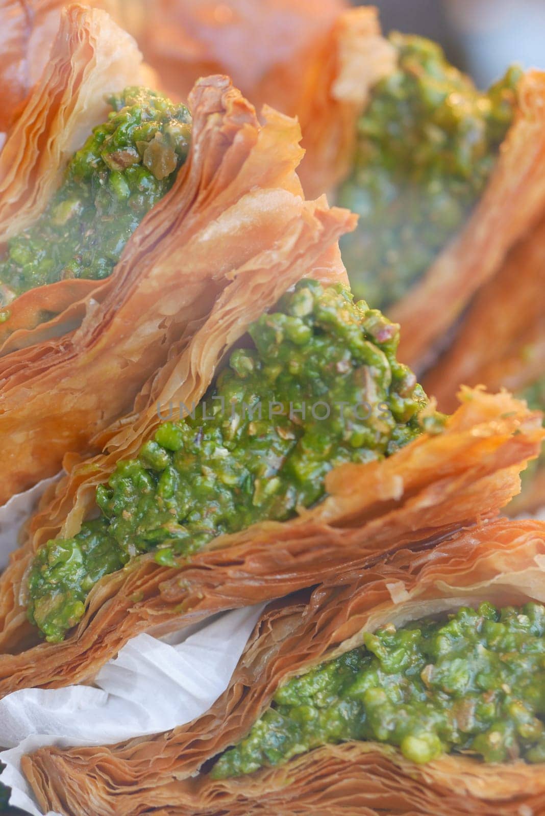 turkish dessert baklava on a plate .