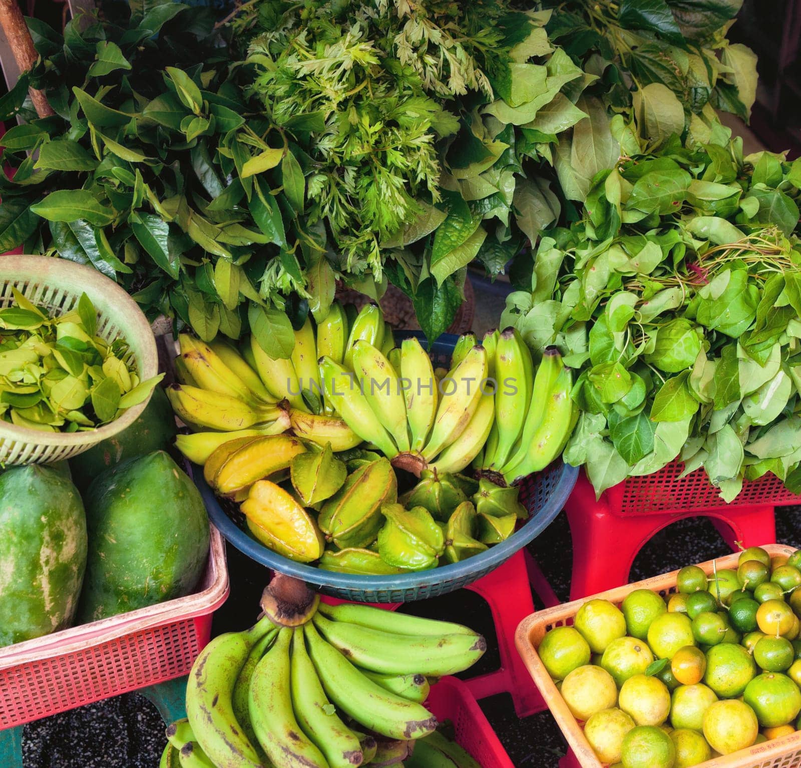fresh fruit and vegetables for sale at ben thanh market