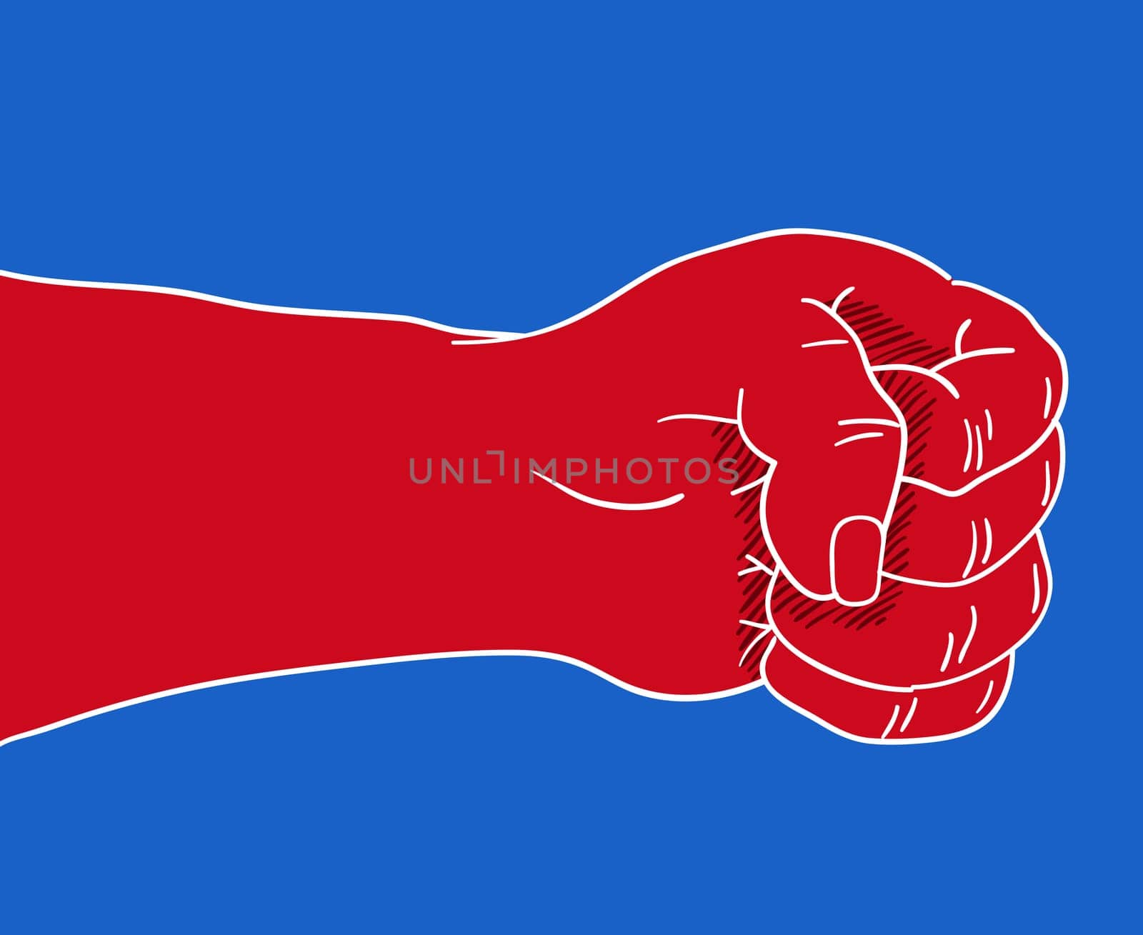 Power in hand as symbol of human strenght in fight