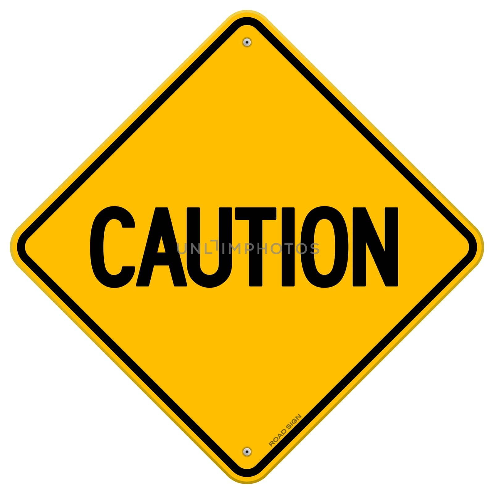 Yellow Sign with black Caution word in the middle