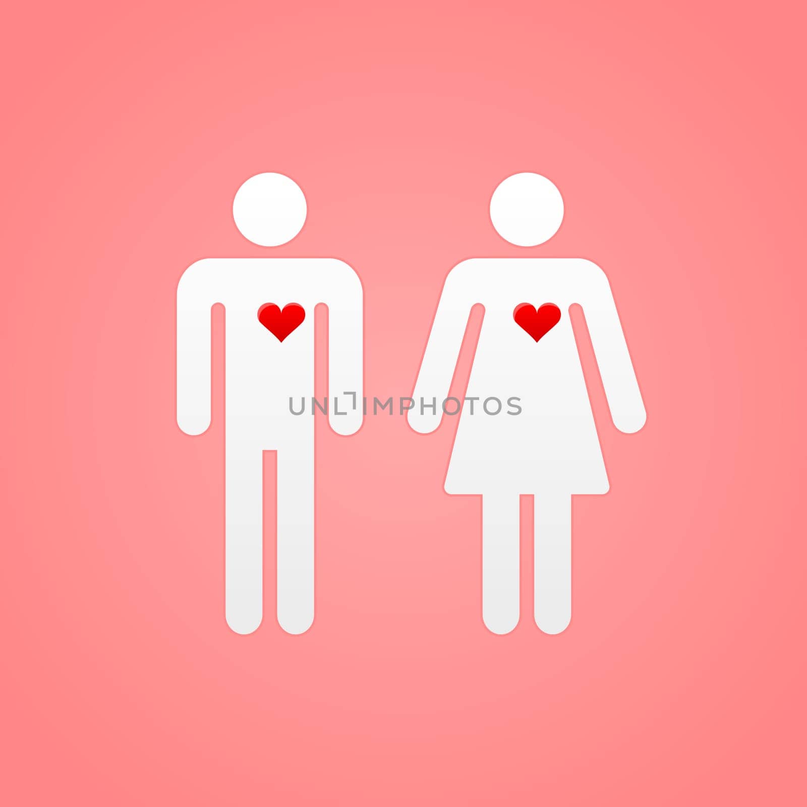 Valentine romance with symbol of loving couple
