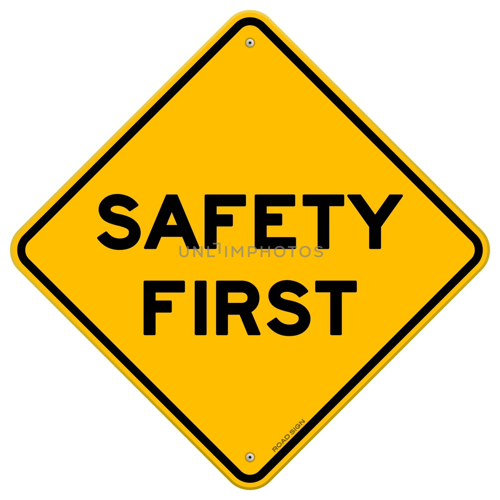 Classic yellow danger sign with Safety First copy