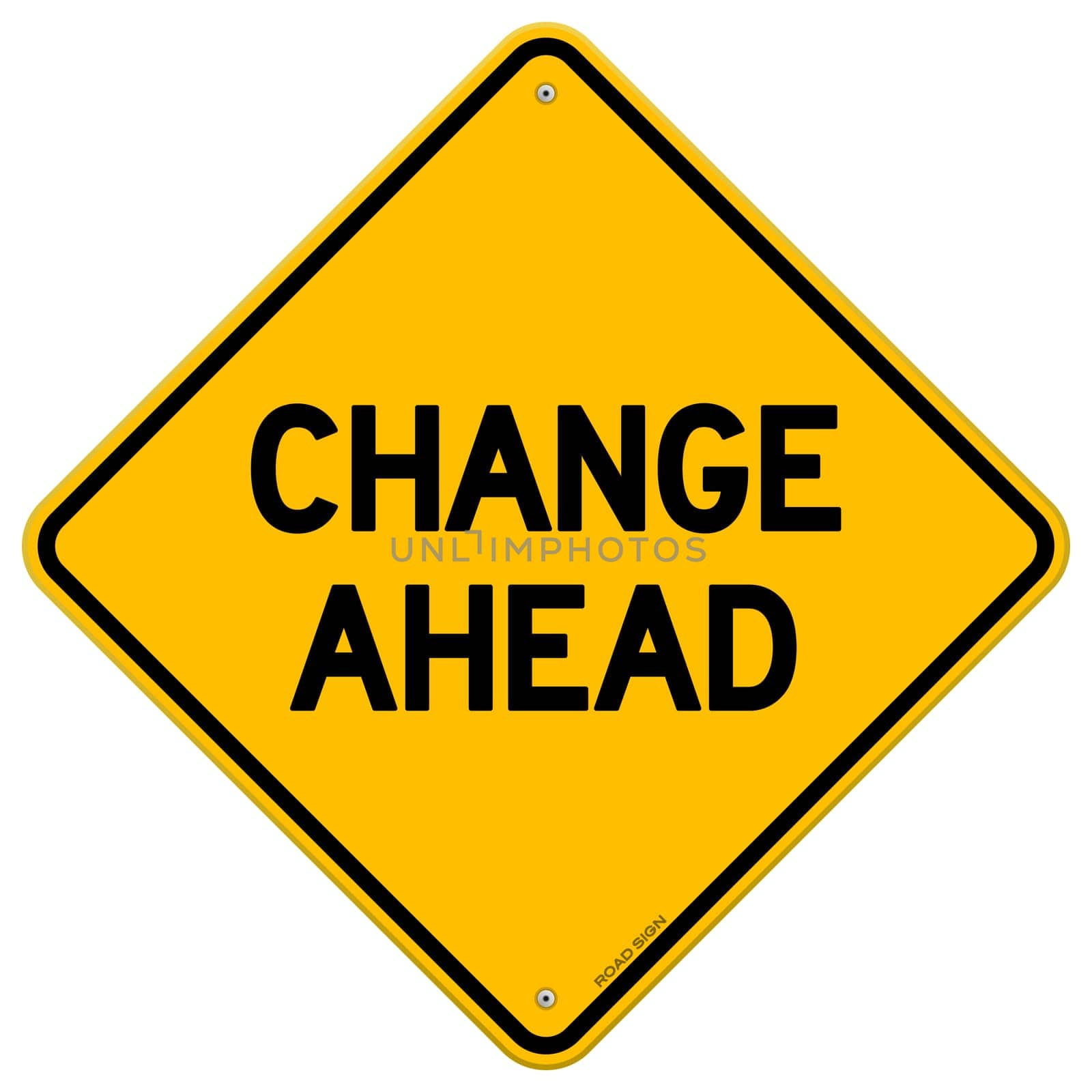 Isolated illustration of road sign with Change Ahead copy