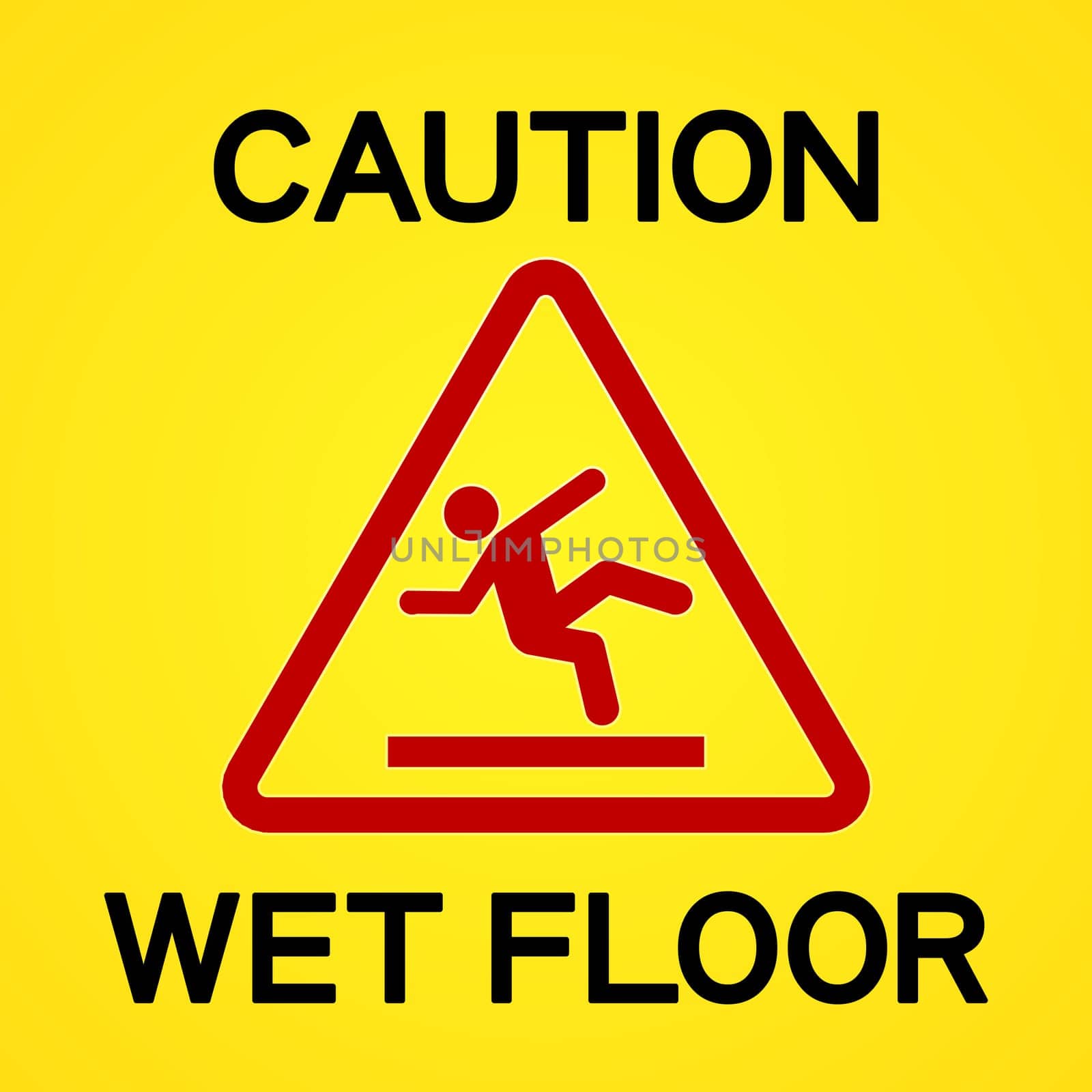 Yellow Information Symbol about wet and slippery floor