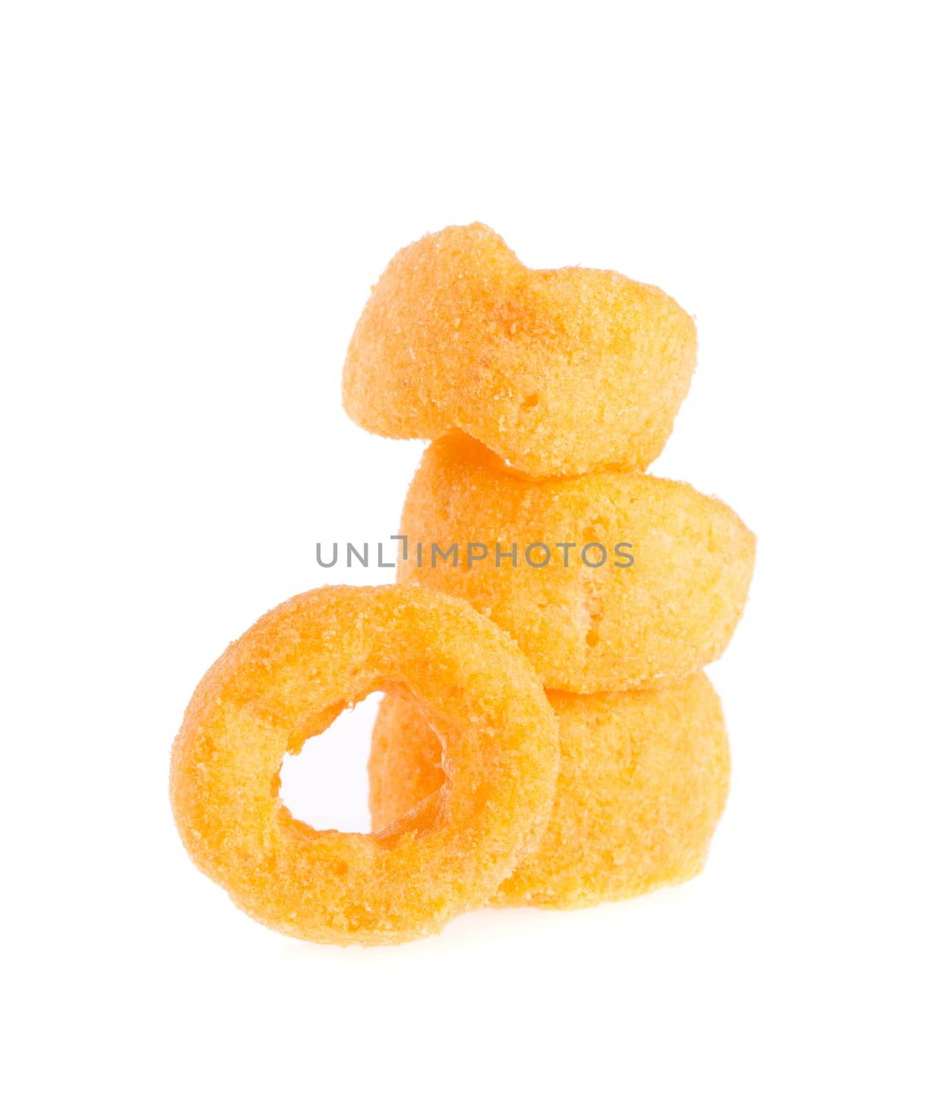 cheesy ring isolated on white background.
