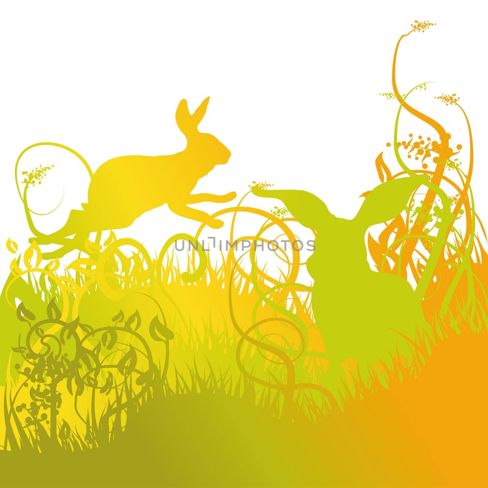 Meadow with Easter bunnies