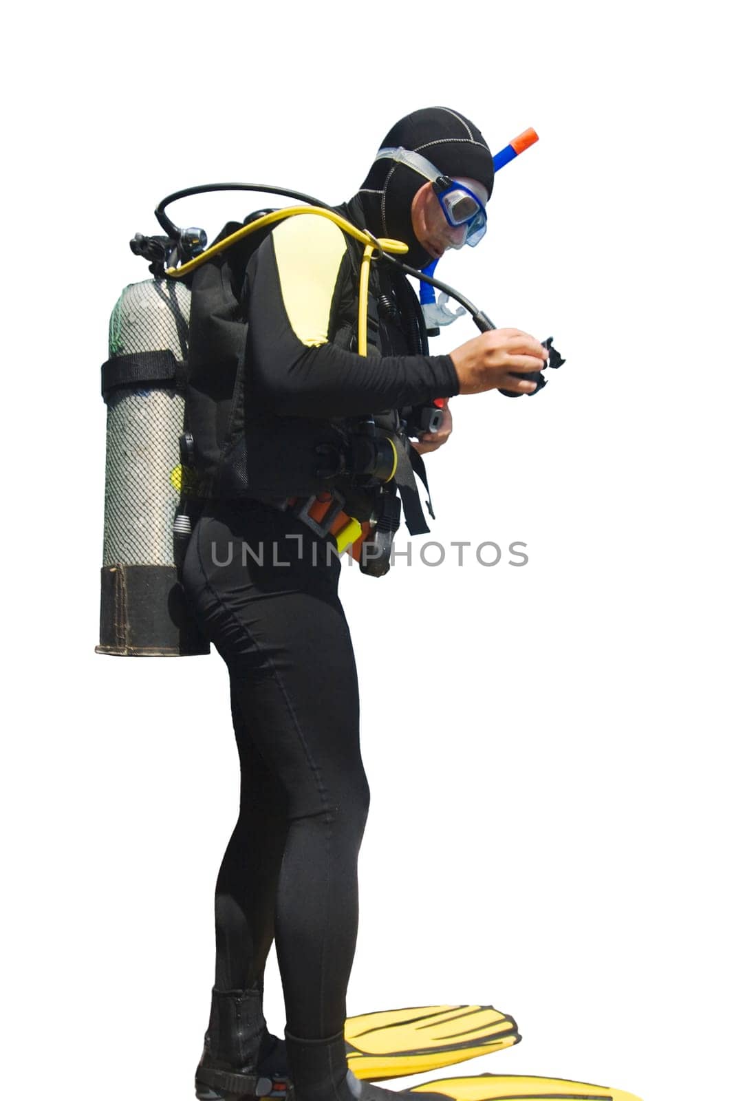 Diver isolated on white background