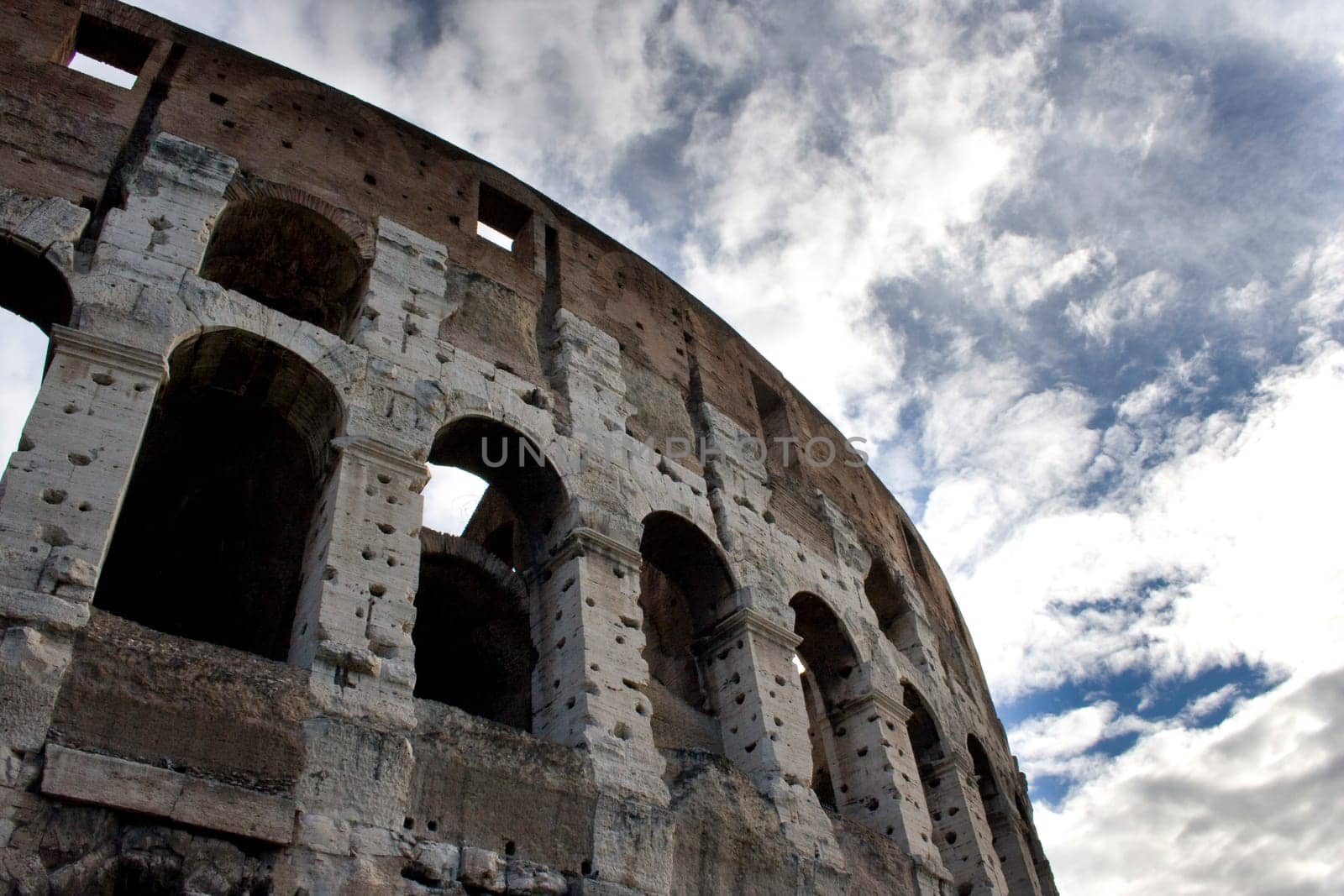 Side of giant ancient Roman coliseum