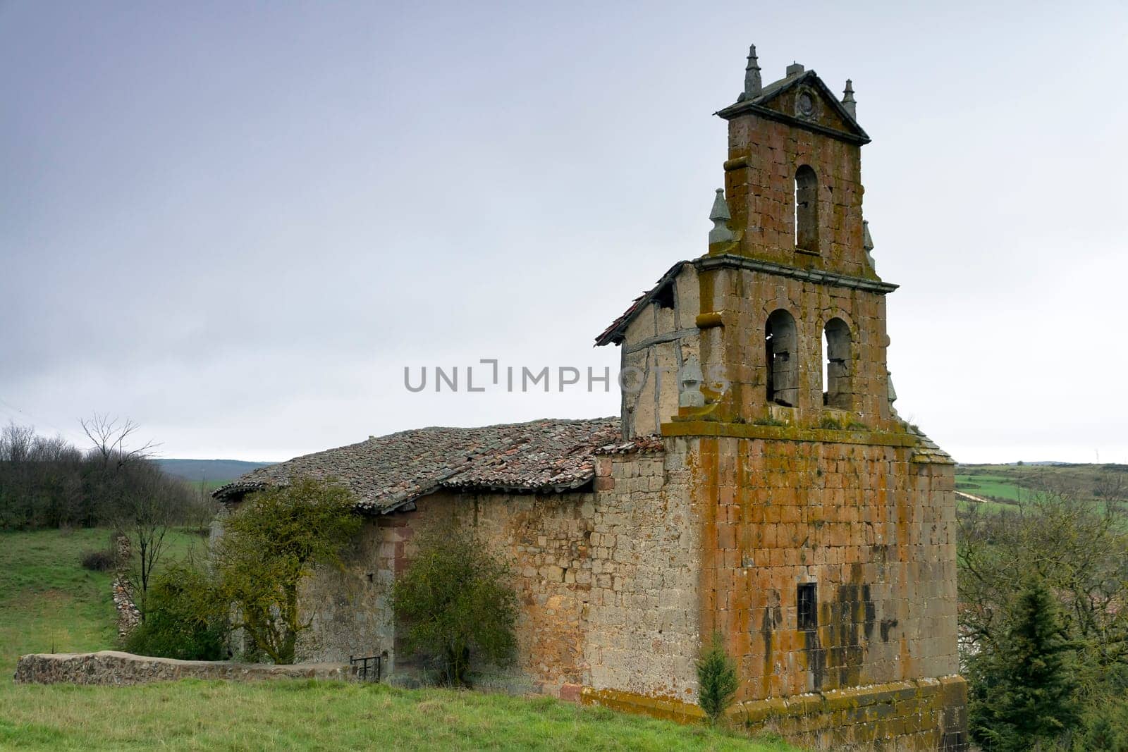 abandoned Romanesque church in the way of Santiago, near Burgos.