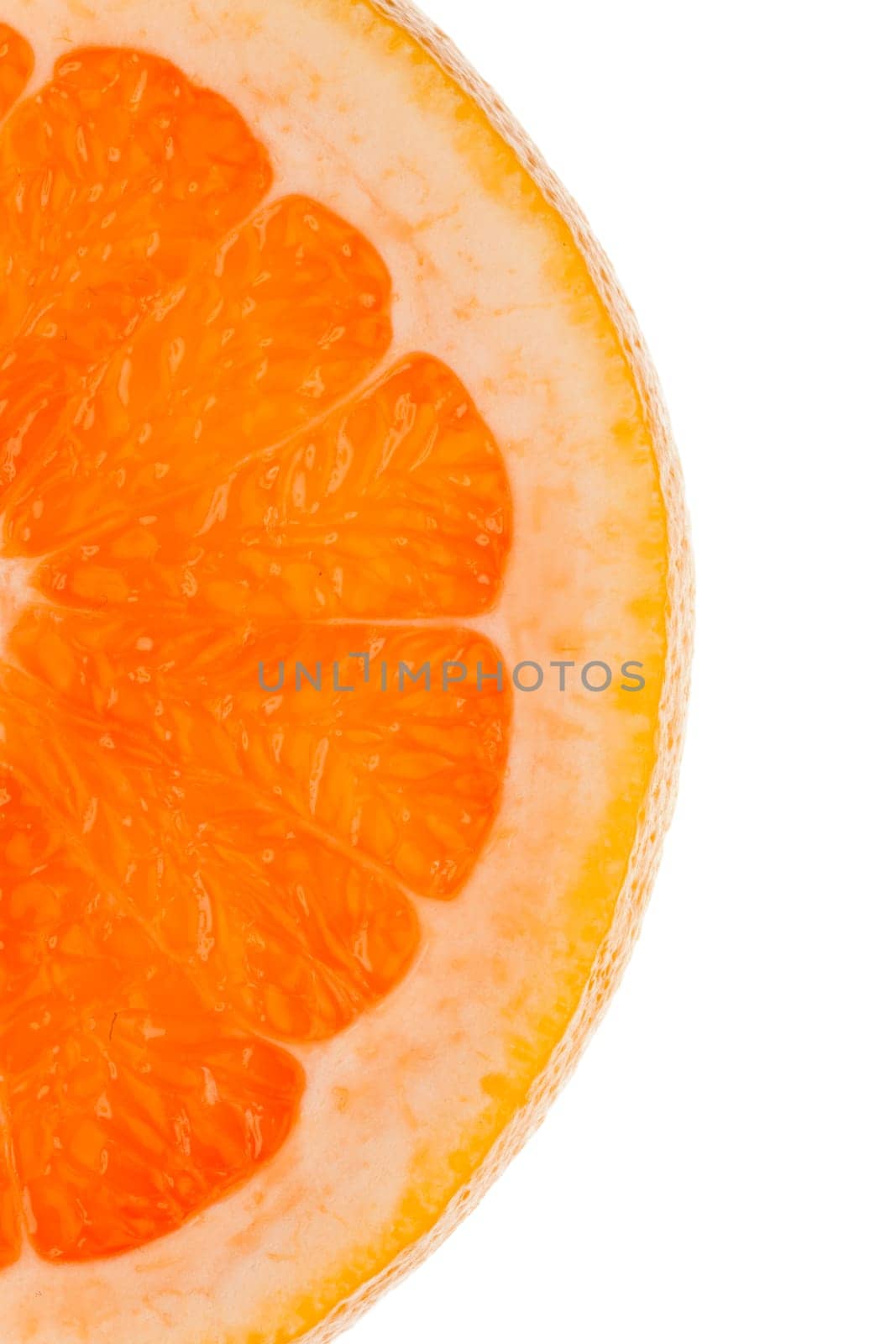 Macro shot of half an orange slice