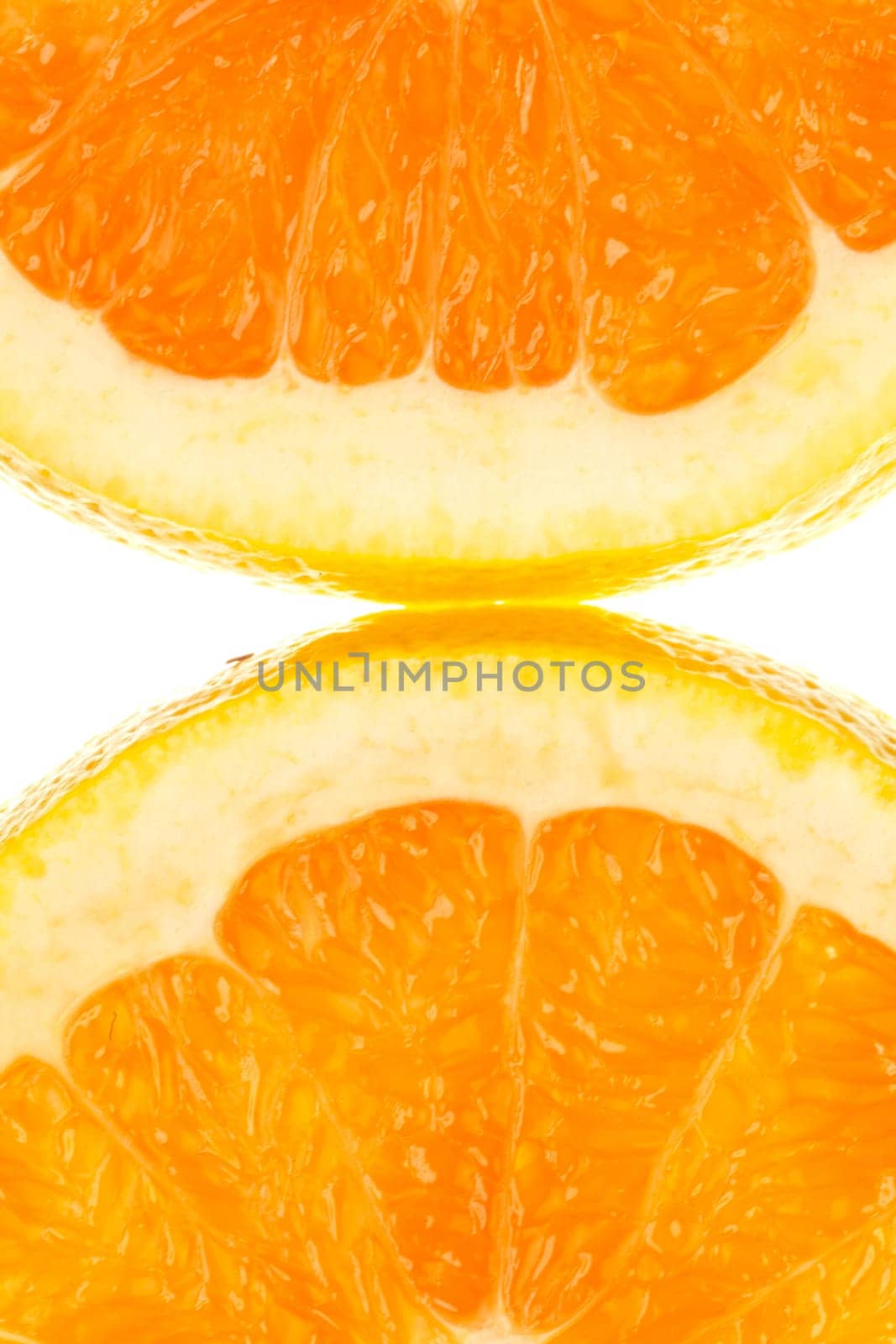 Macro shot of two half orange slice