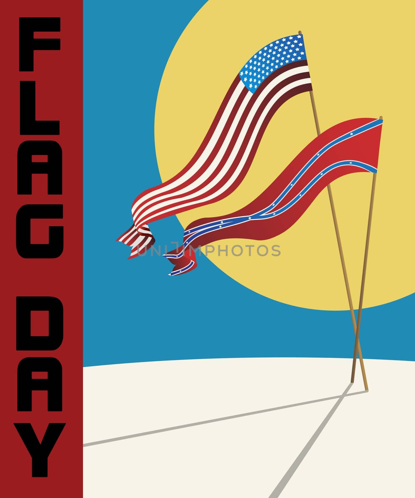 Flag Day celebration card with U.S.A. flag