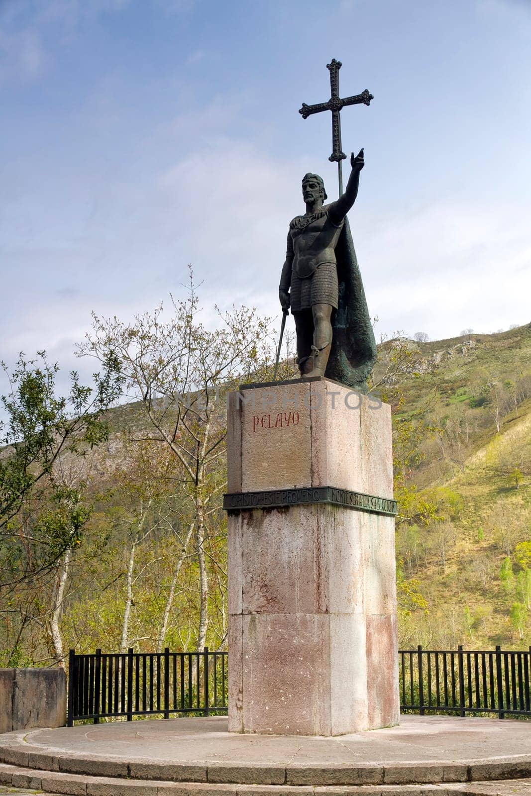 Statue of Don Pelayo, victor of battle at Covadonga and first King of Asturias