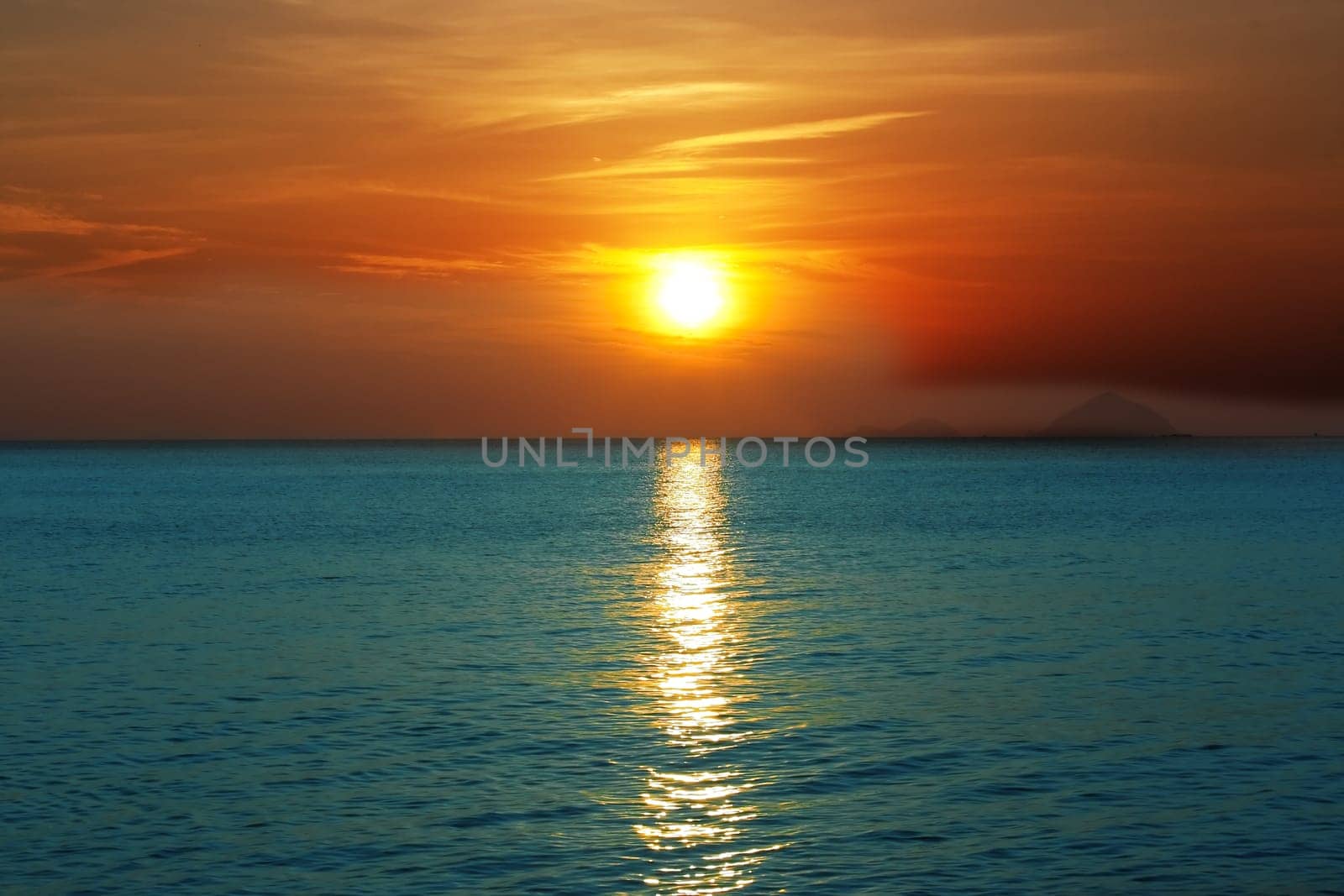 Sunset over the ocean ocean. Tropical sciene