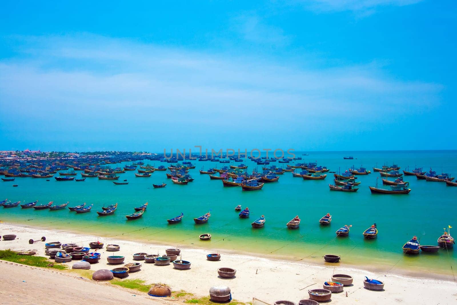 Mui Ne fishing village with a lot of boat