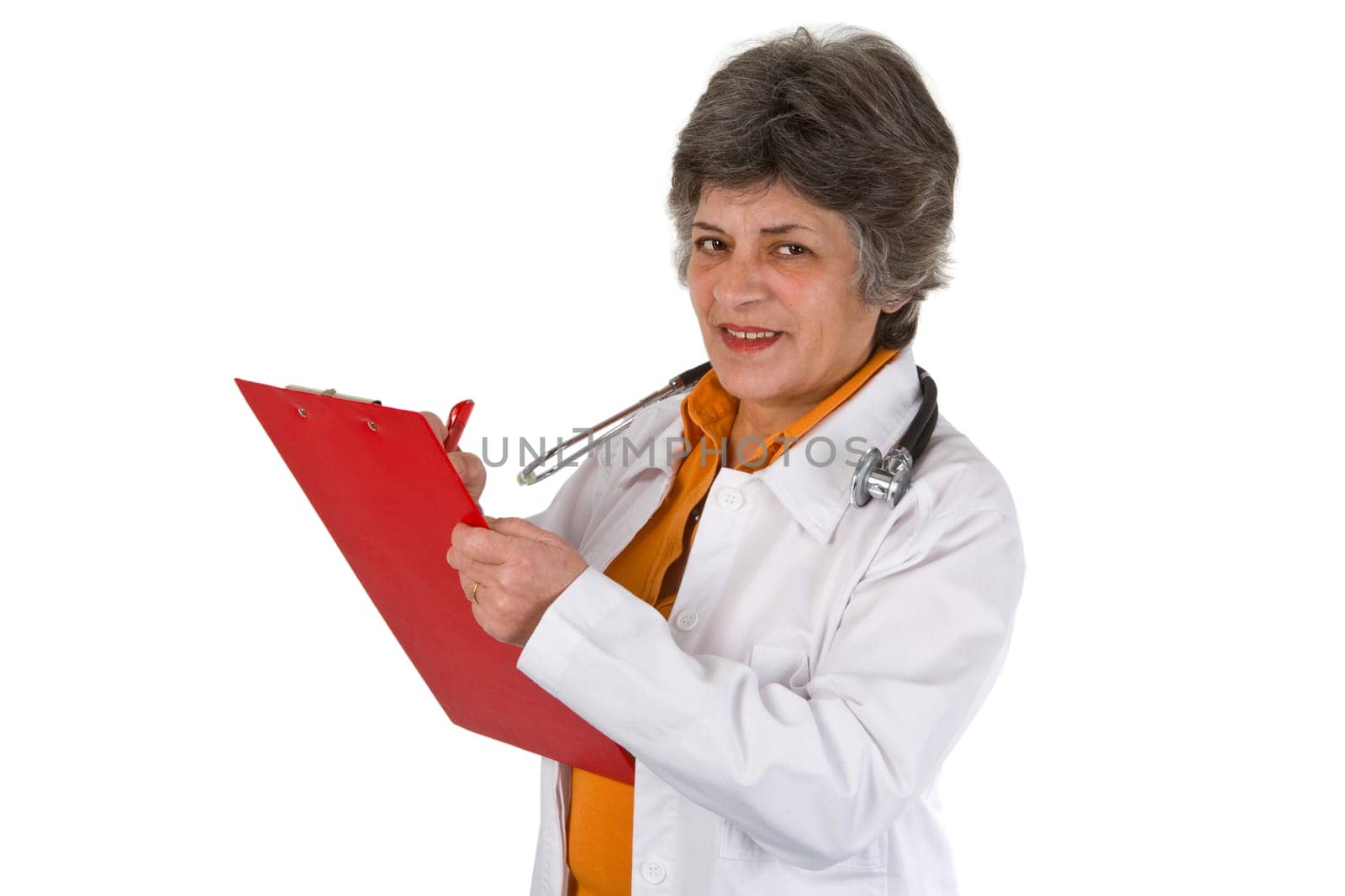 Female doctor isolated on white background