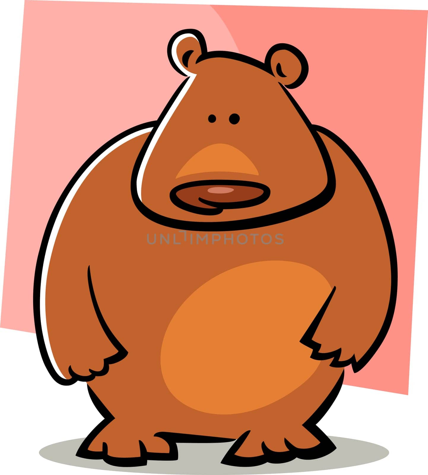 cartoon doodle illustration of cute brown bear