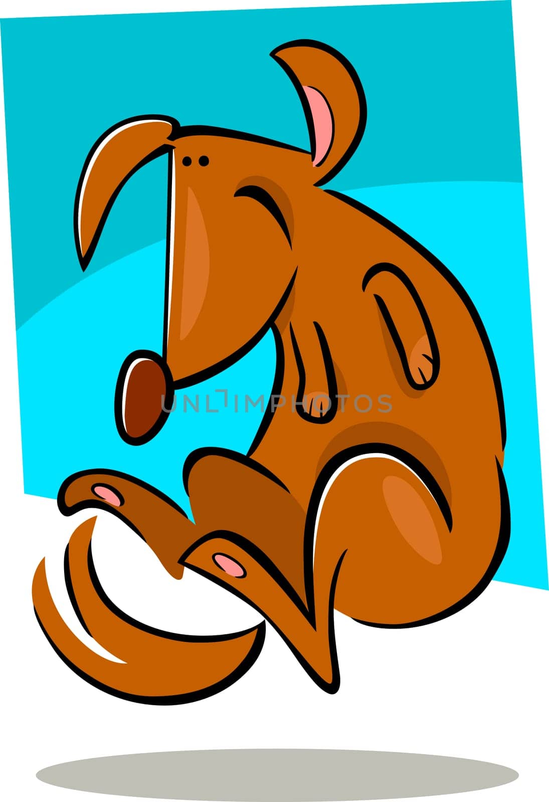 cartoon doodle illustration of happy brown dog