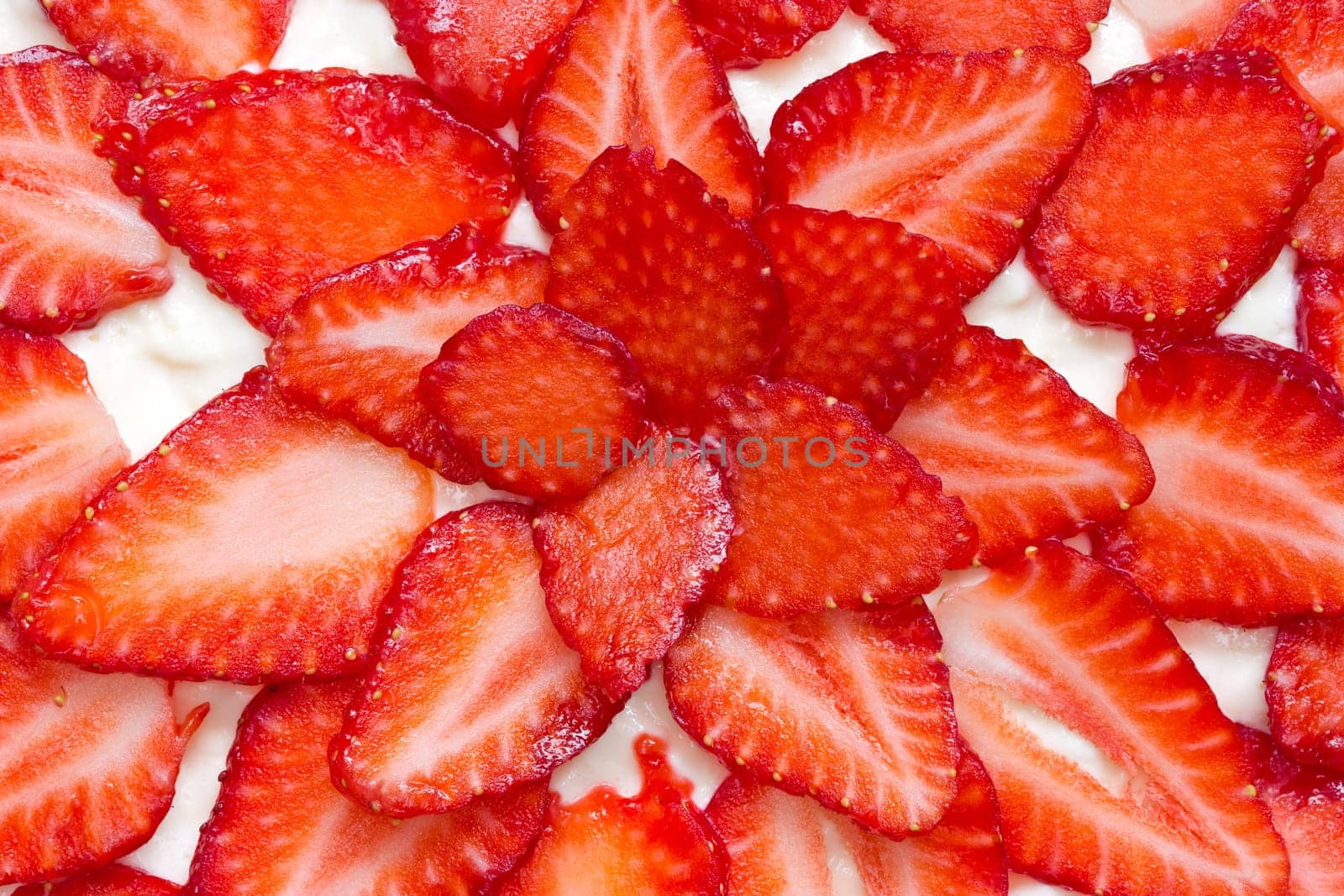 close up of fresh and tasty strawberry cake