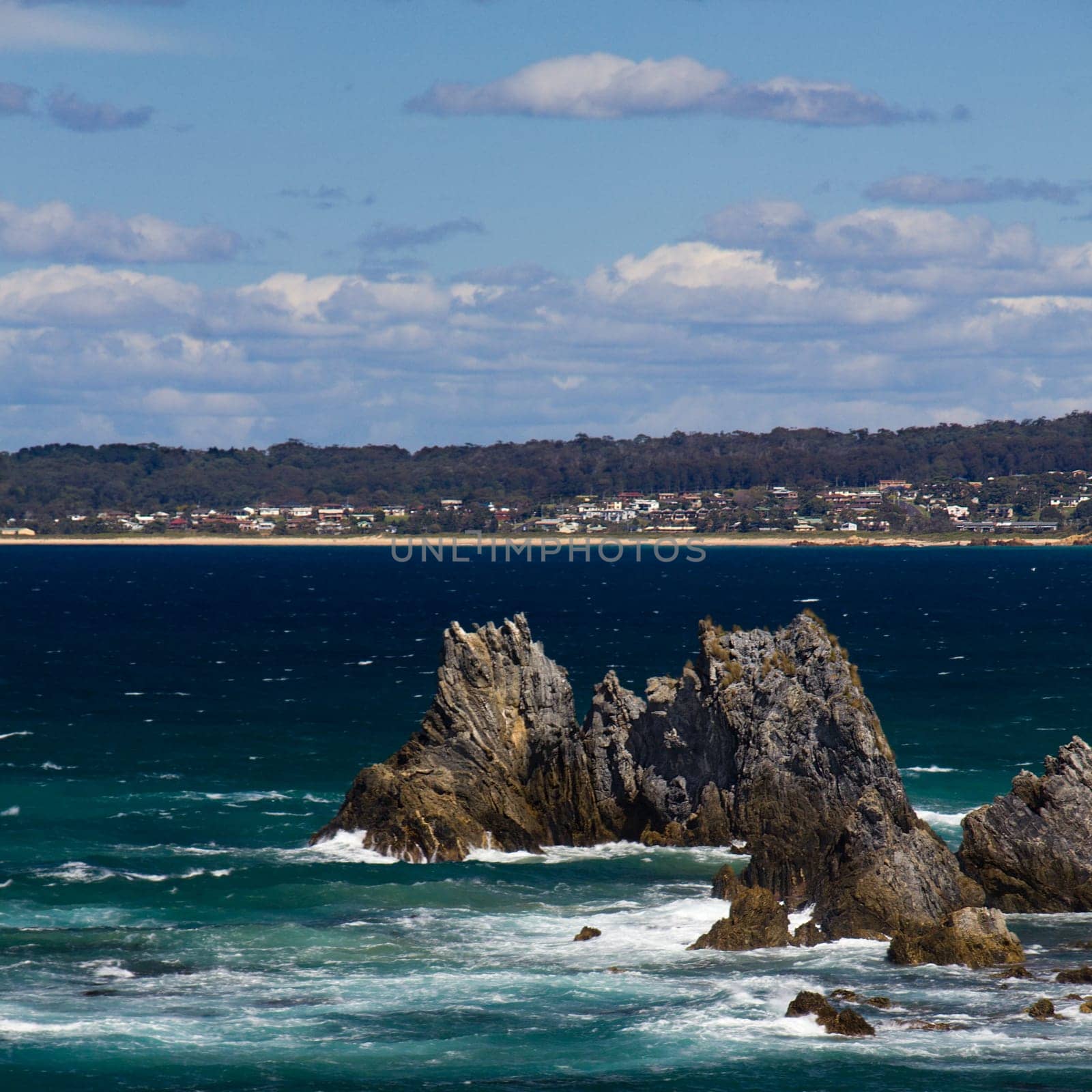A view toward the coastal town of Bermagui, NSW, Australia