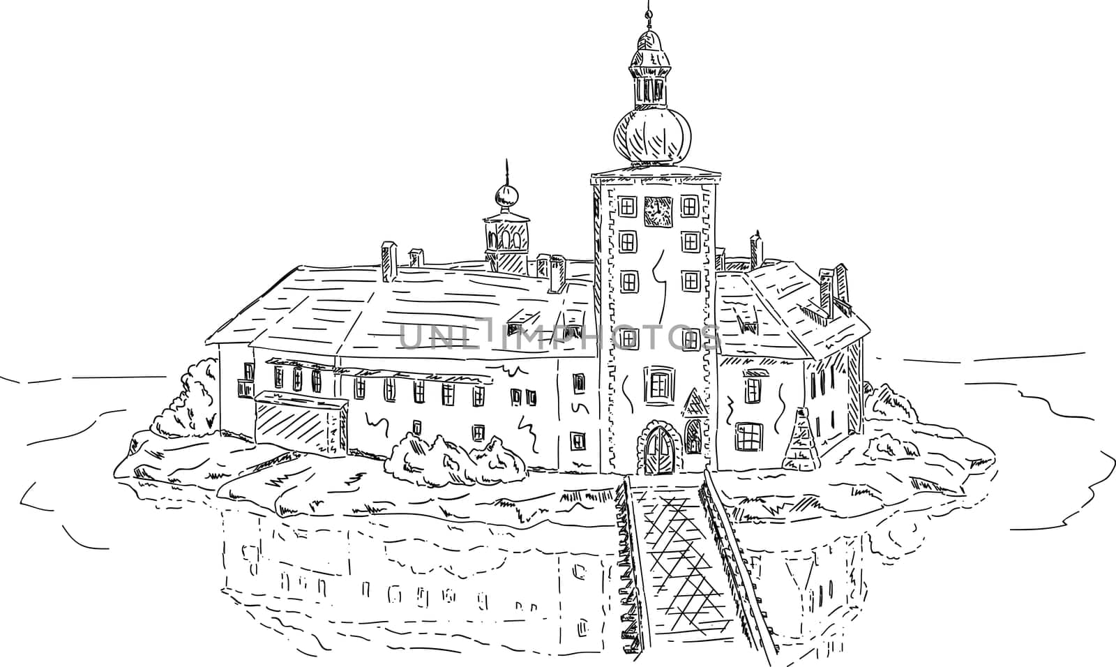 vector - Ort lake castle , isolated on background