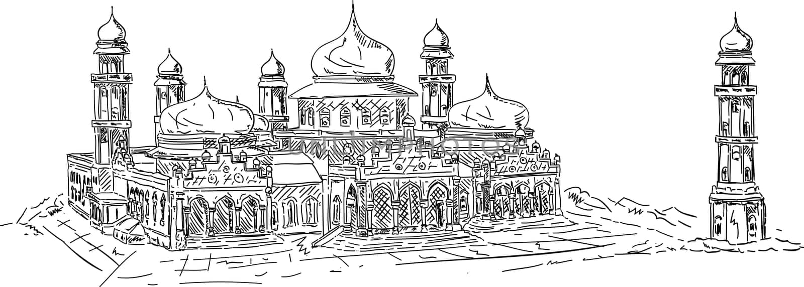 vector - banda aceh mosque, isolated on background
