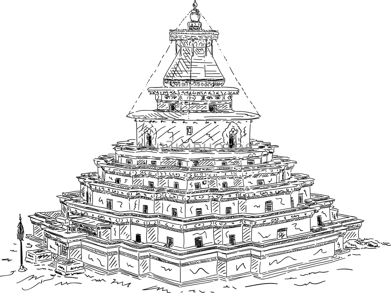 vector - The Kumbum, Gyantse Monastery, isolated on background