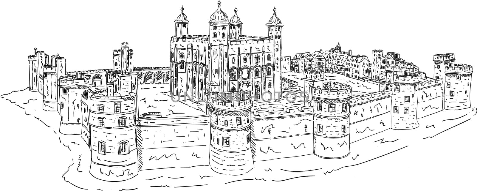 vector - The Tower of London, isolated on background