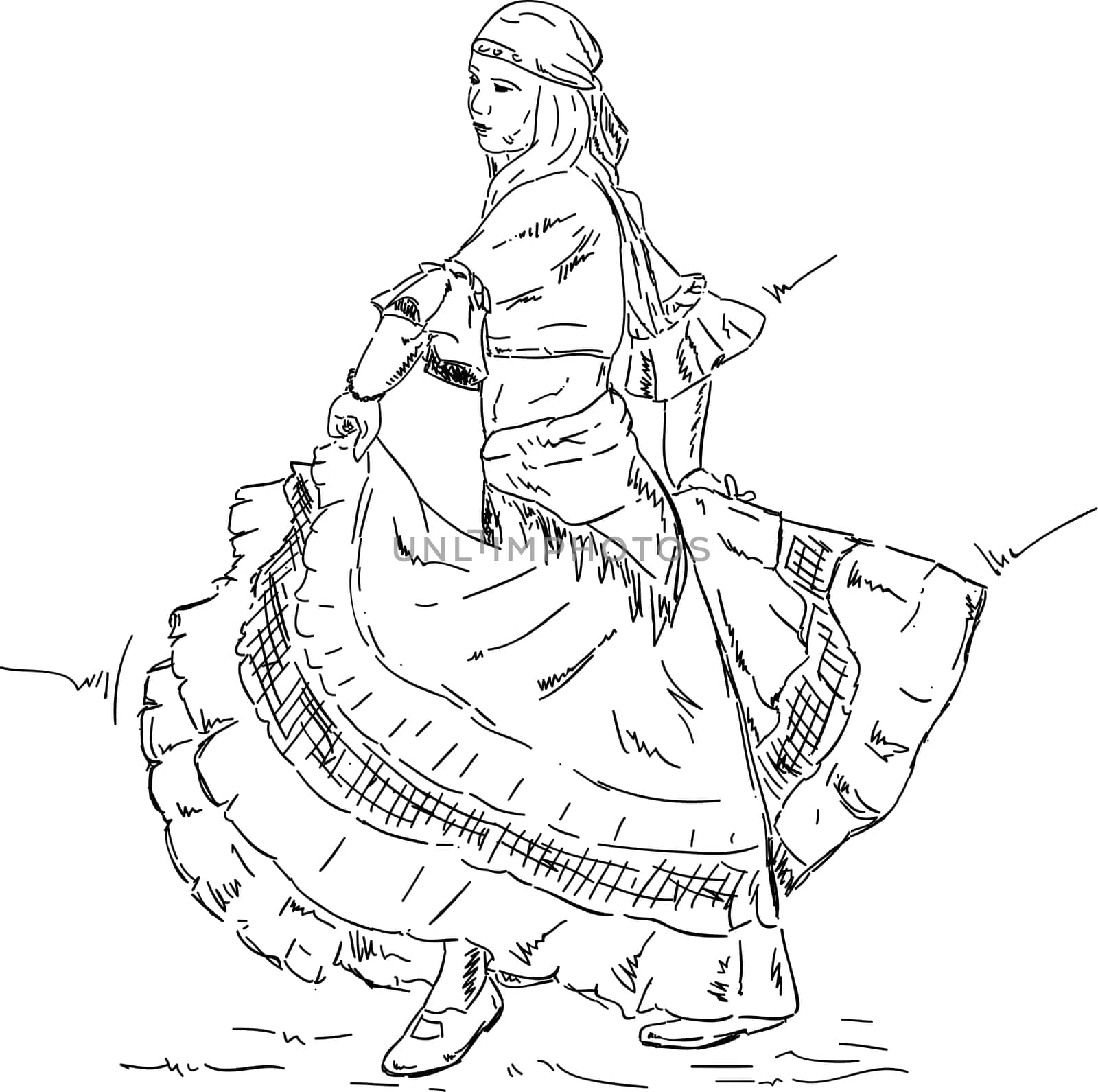 vector - Woman Flamenco dancer in a historic dress , isolated on backgroud