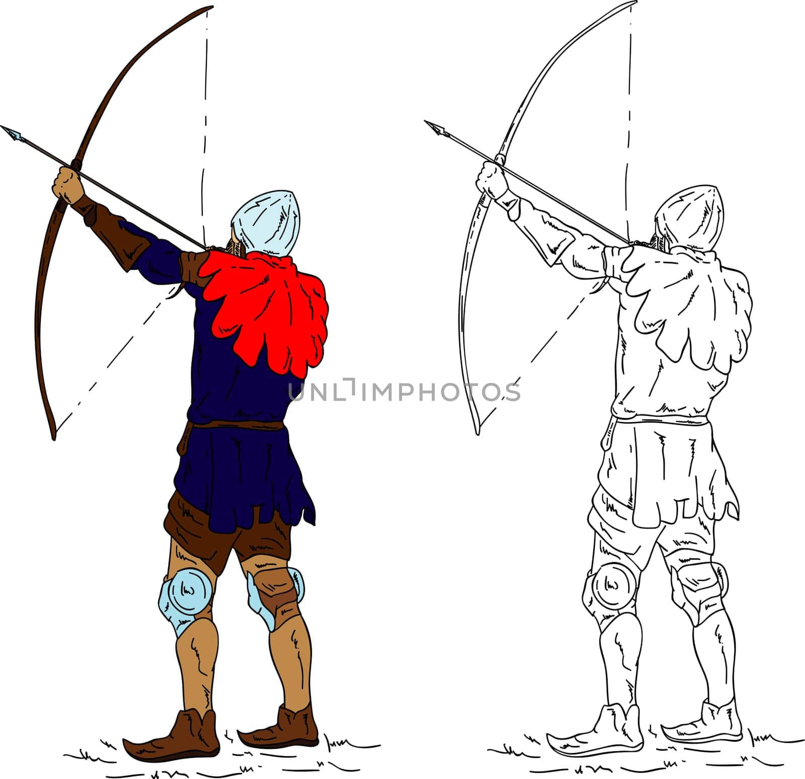 vector - historic archer, isolated on background