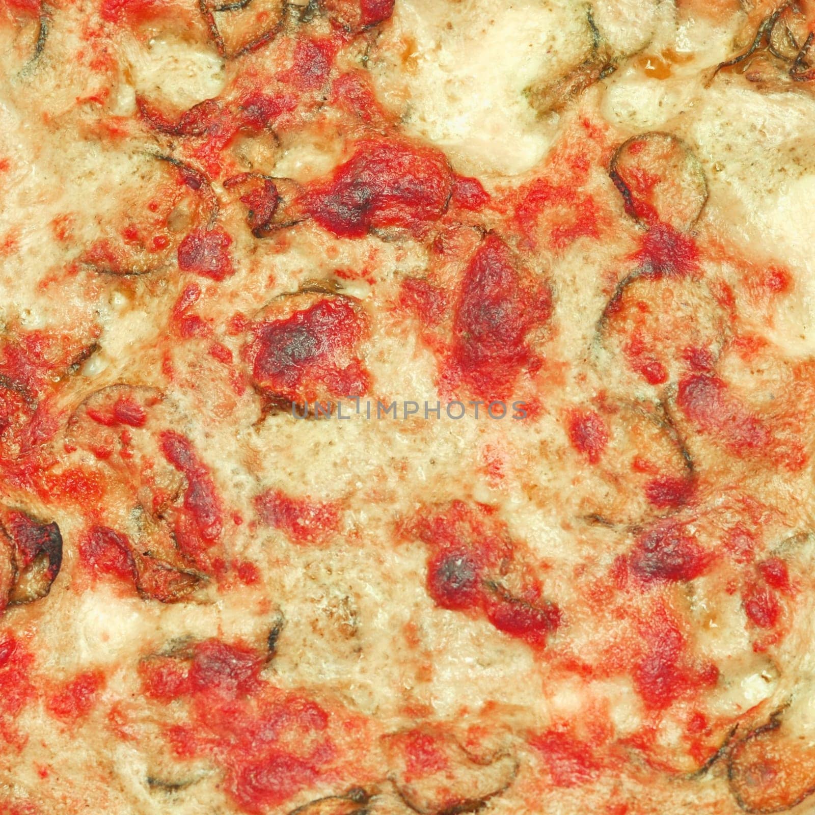 Detail of courgettes (zucchini) pizza with vegetables