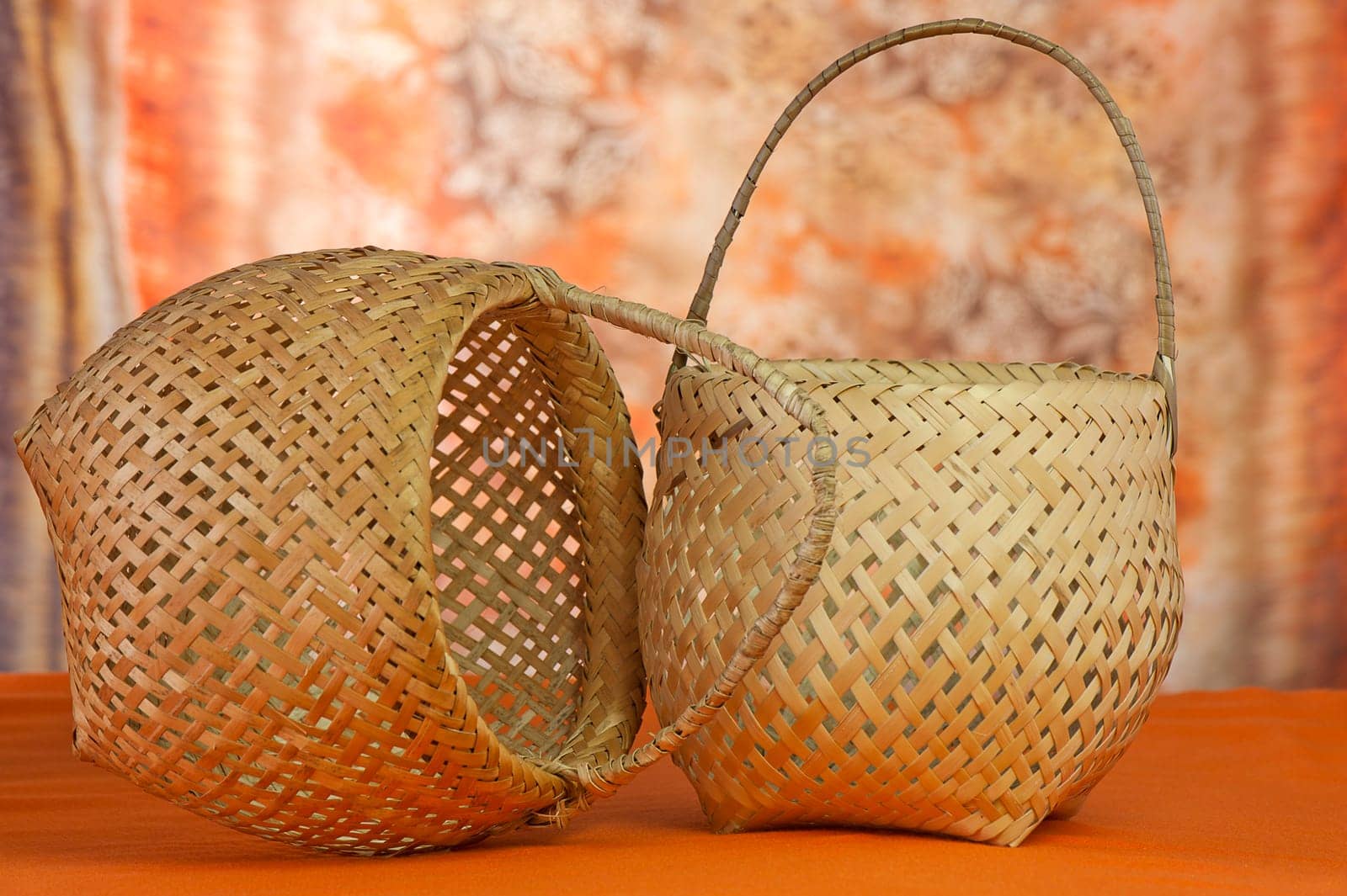 Some wicker baskets of different shapes and sizes