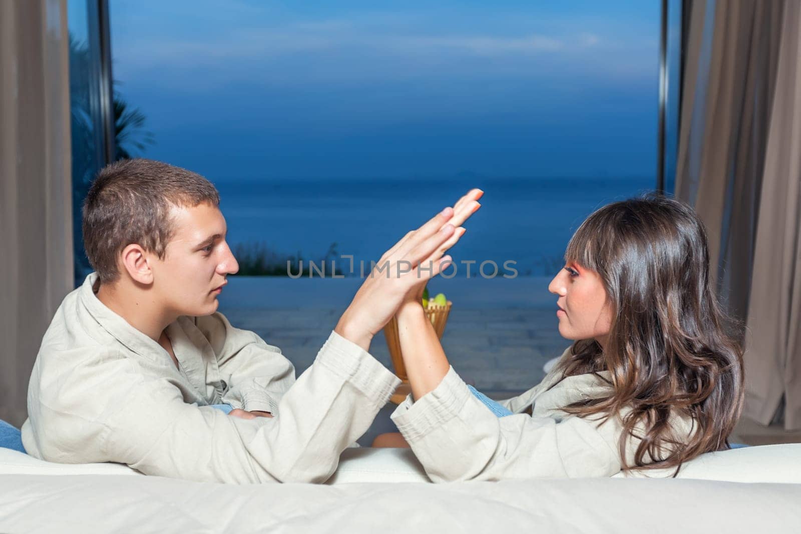 Young attractive couple in resort